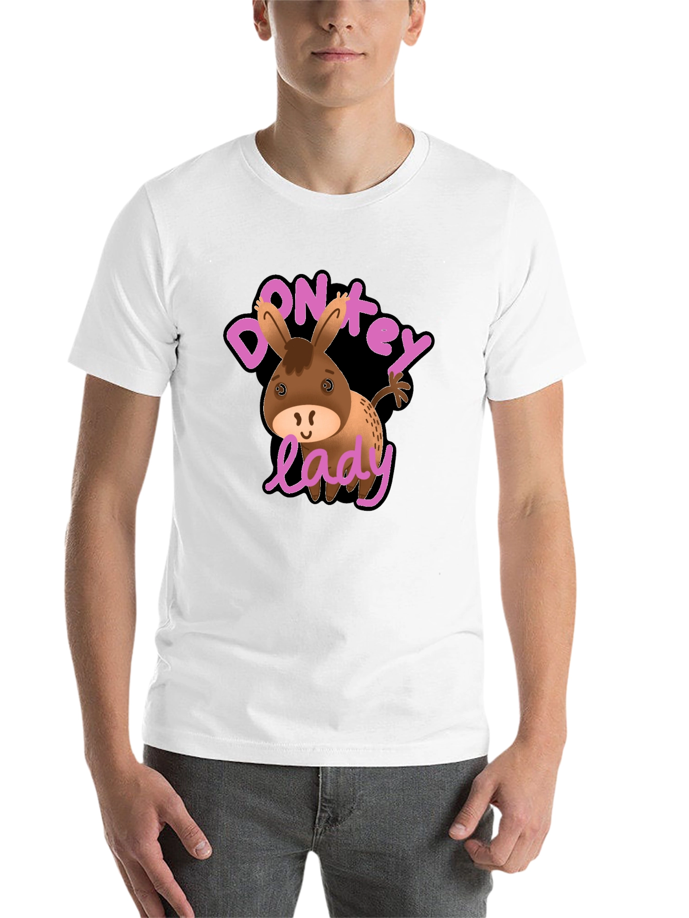 Black Donkey Lady Graphic T-Shirt, Novelty Humor Tee view 14
