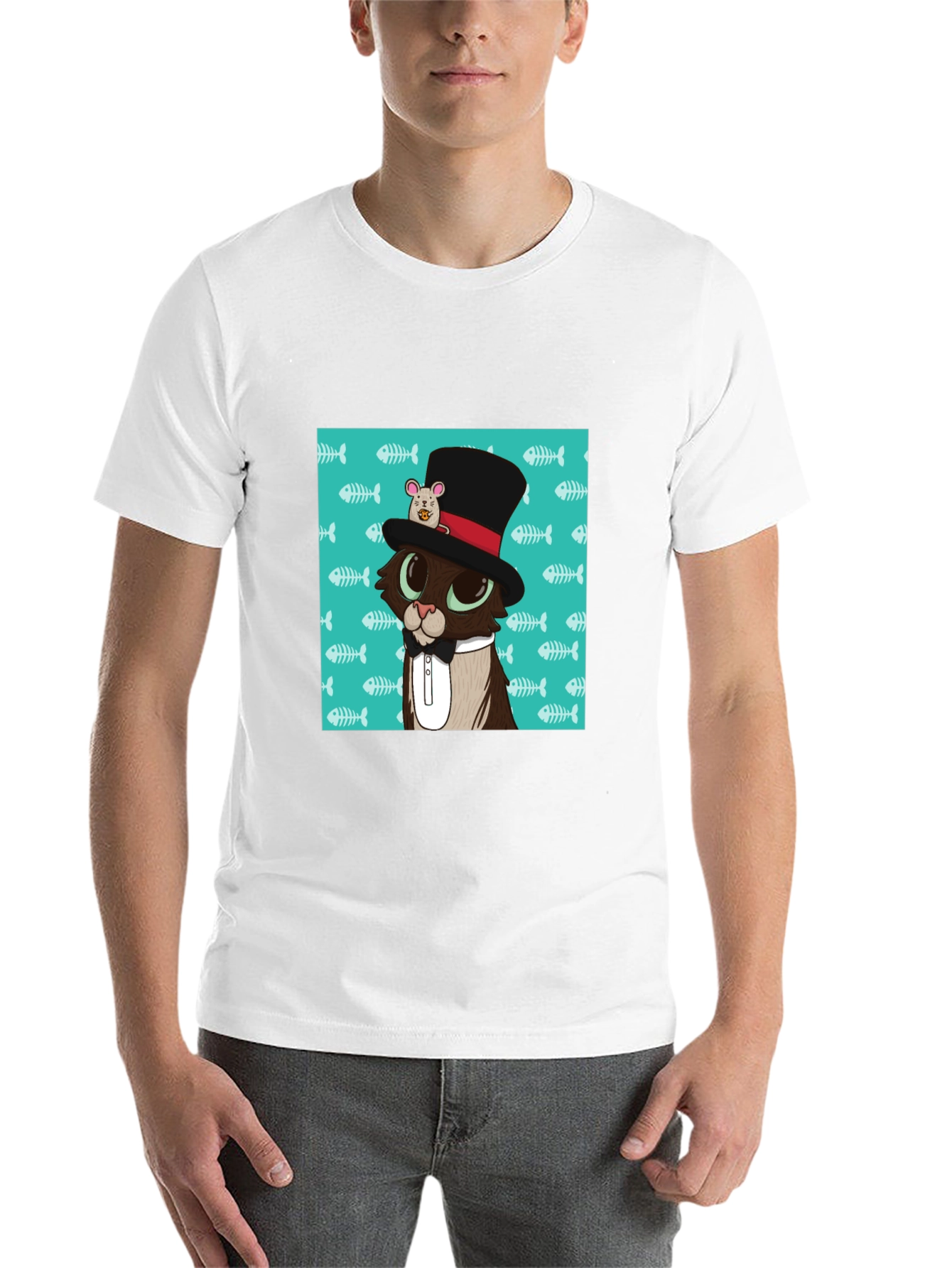 Black Cat in Hat T-Shirt view 14