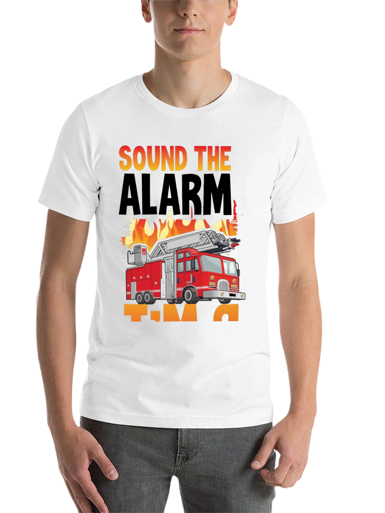 Black Sound the Alarm Fire Truck T-Shirt view 14