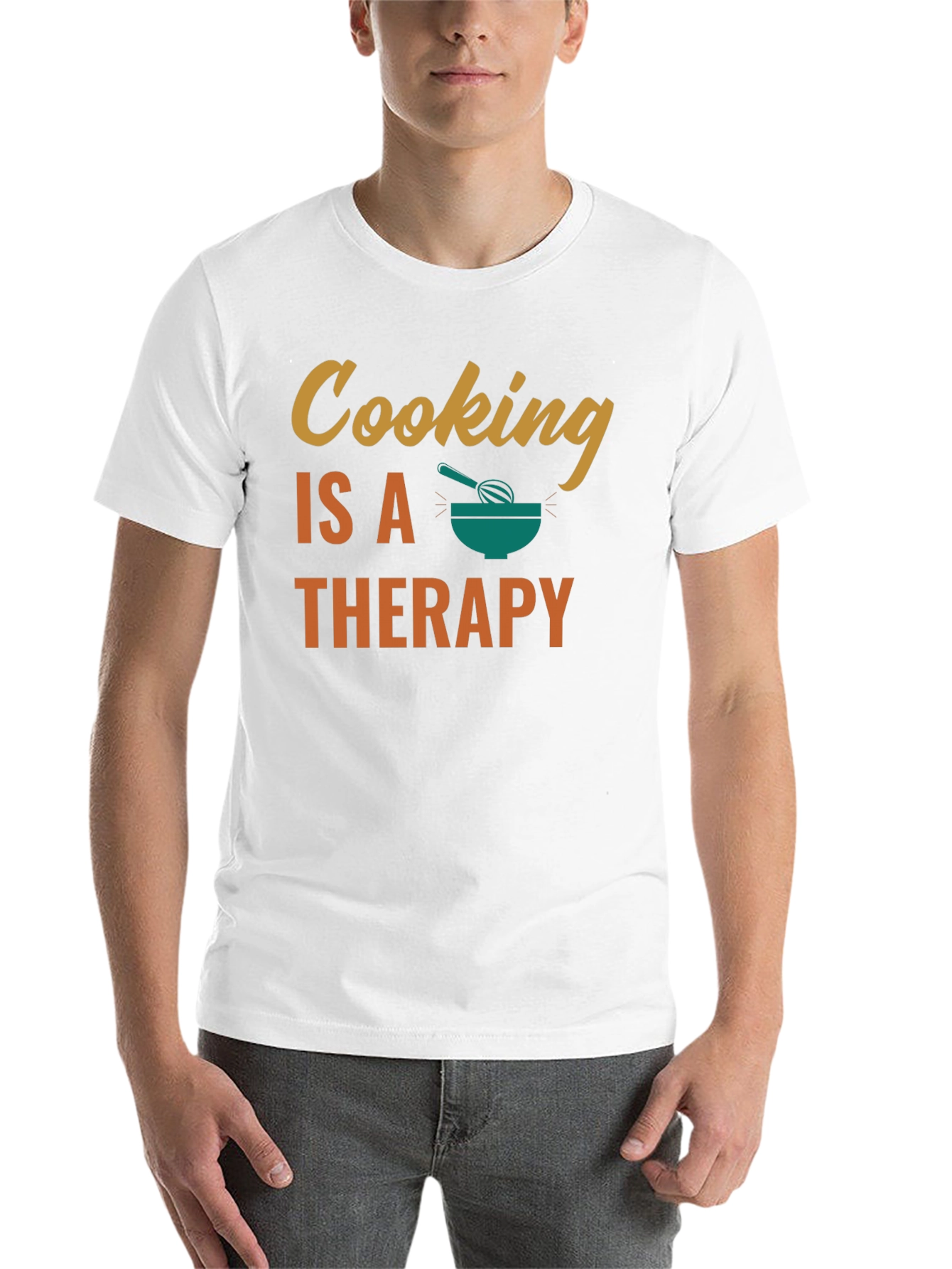 Black Cooking is Therapy T-Shirt - Black Cotton Tee view 14