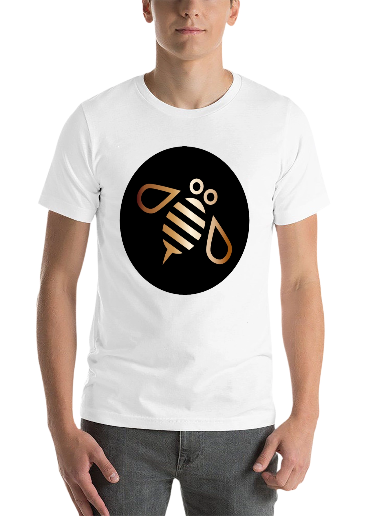 Black Modern Bee Graphic Tee - Black Cotton Blend view 14