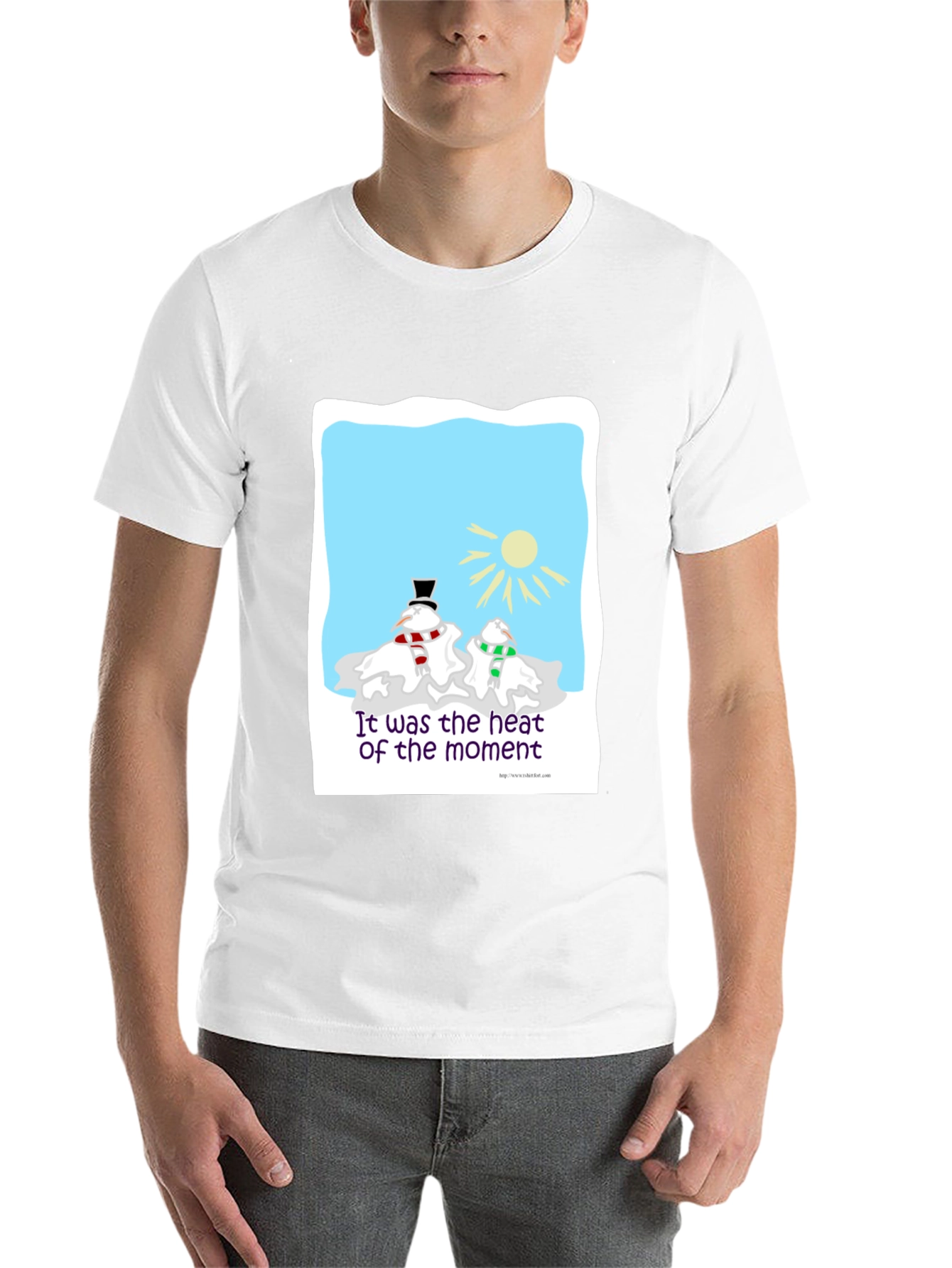Black Humorous Melting Snowman T-Shirt view 14