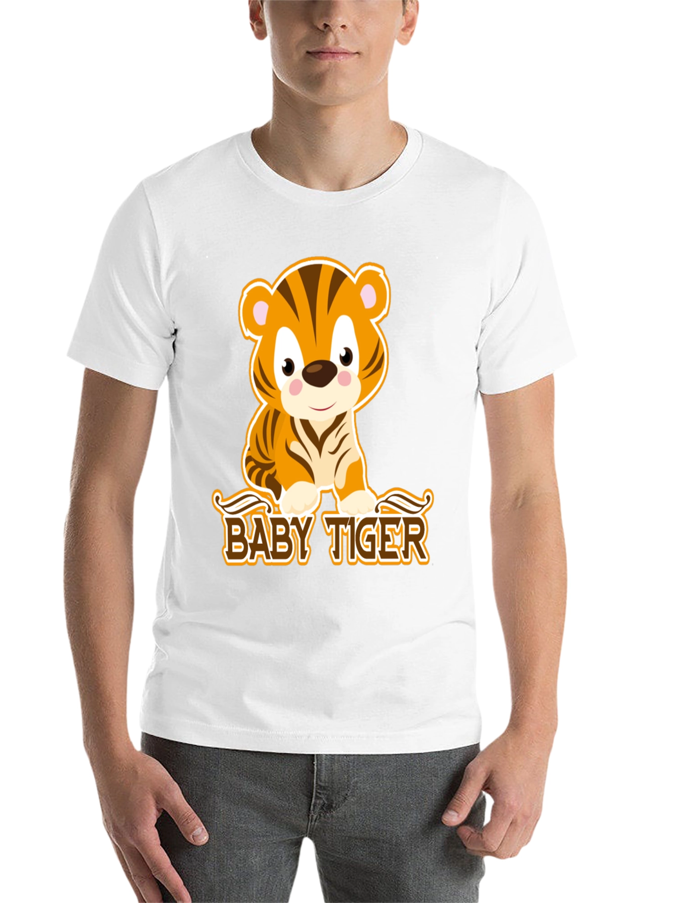 Black Cute Baby Tiger Graphic Tee - Black view 14