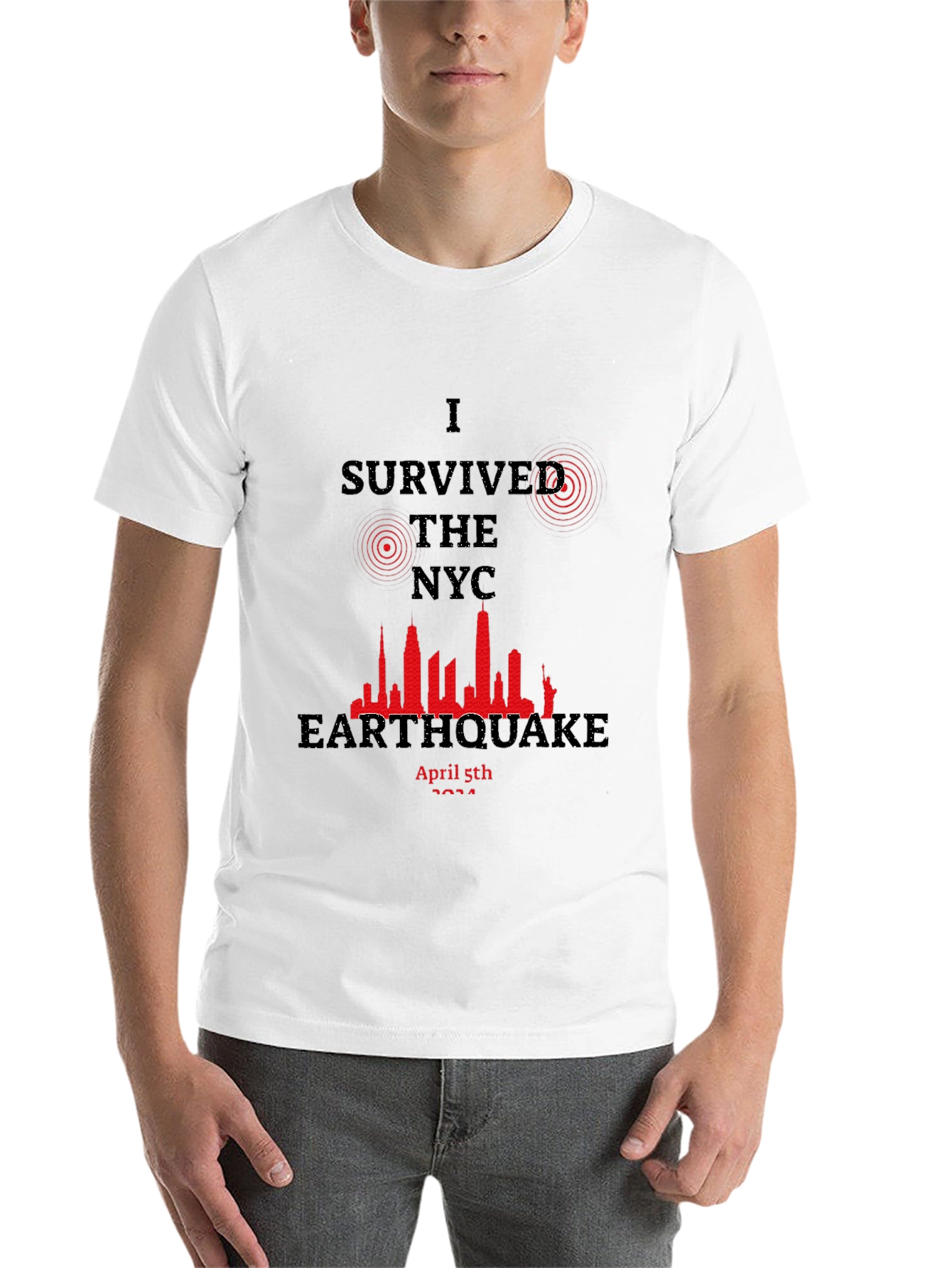Black I Survived the NYC Earthquake T-Shirt view 14