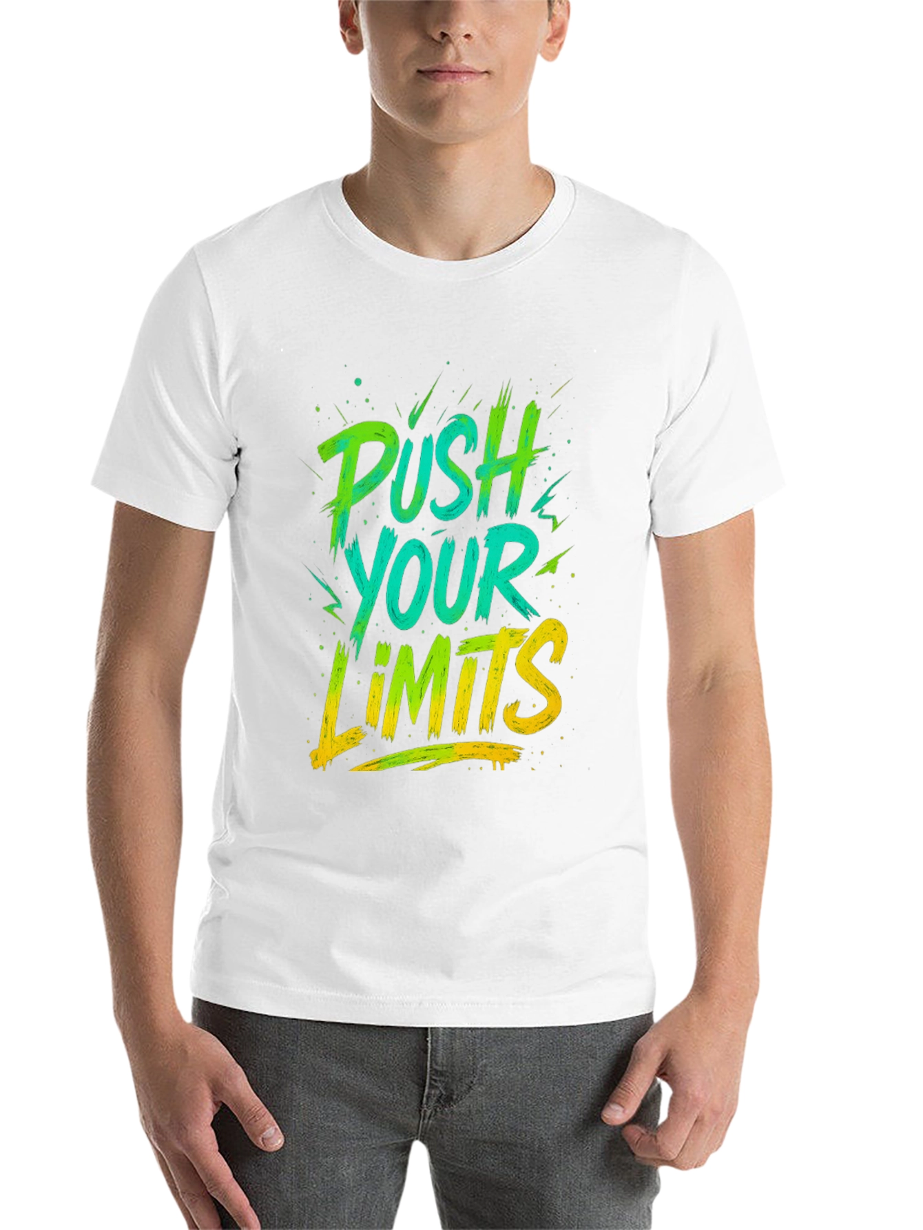 Black Push Your Limits Graphic Tee - Men's Black T-Shirt view 14