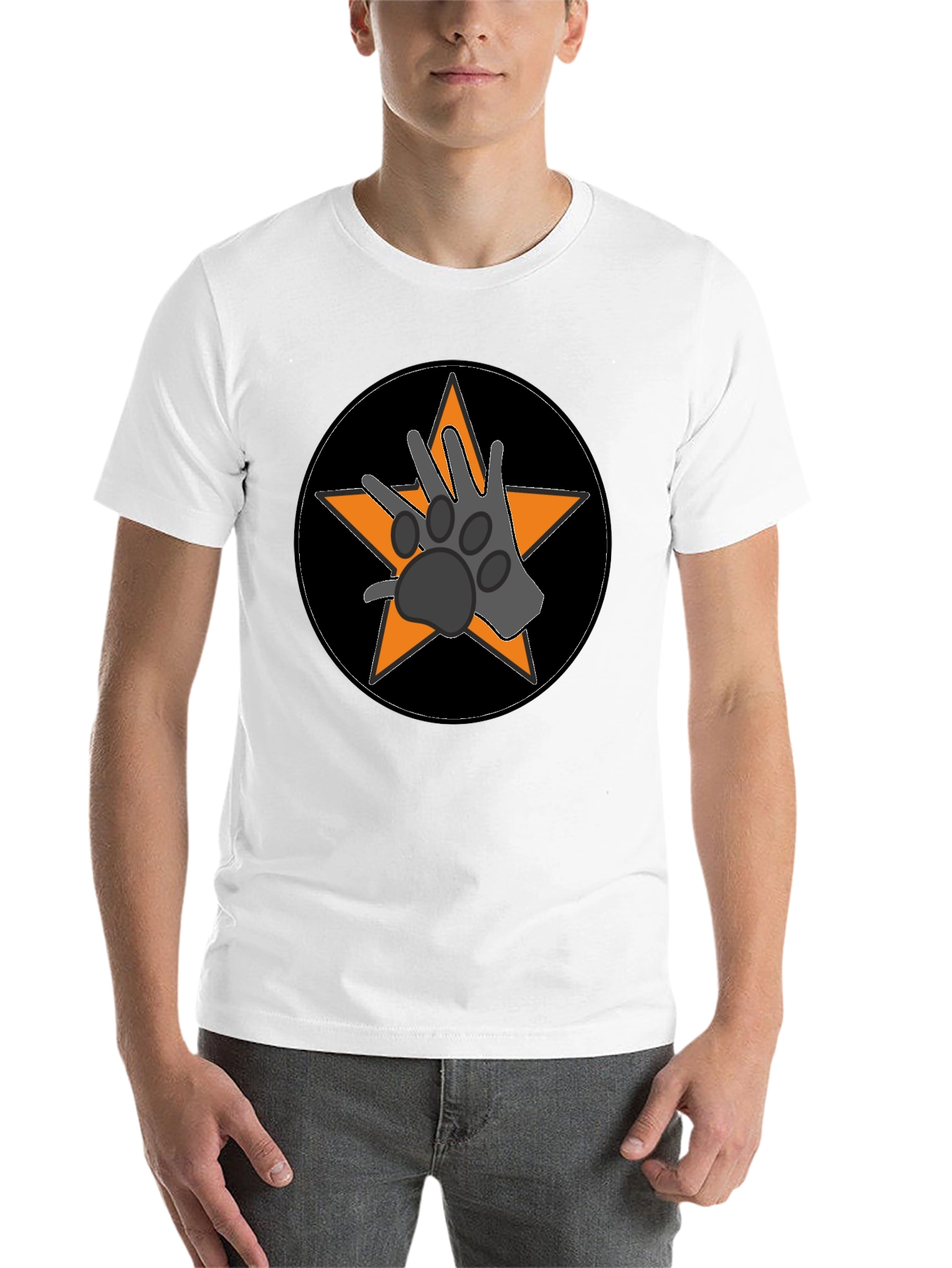 Black Paw Star Graphic Tee - Black Cotton Blend view 14