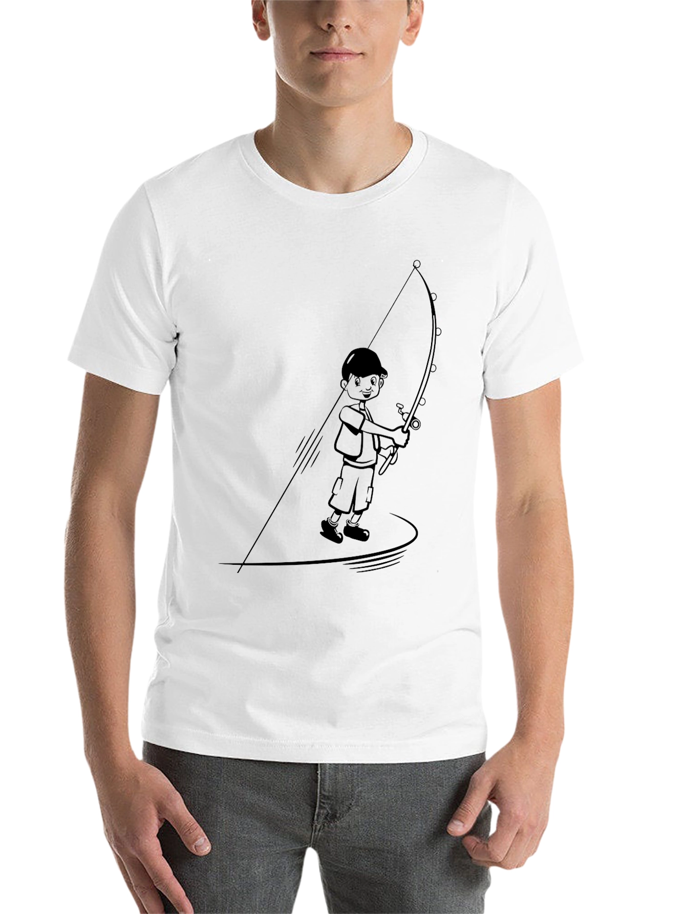 Black Boy Fishing Graphic Tee - Black Cotton Blend view 14