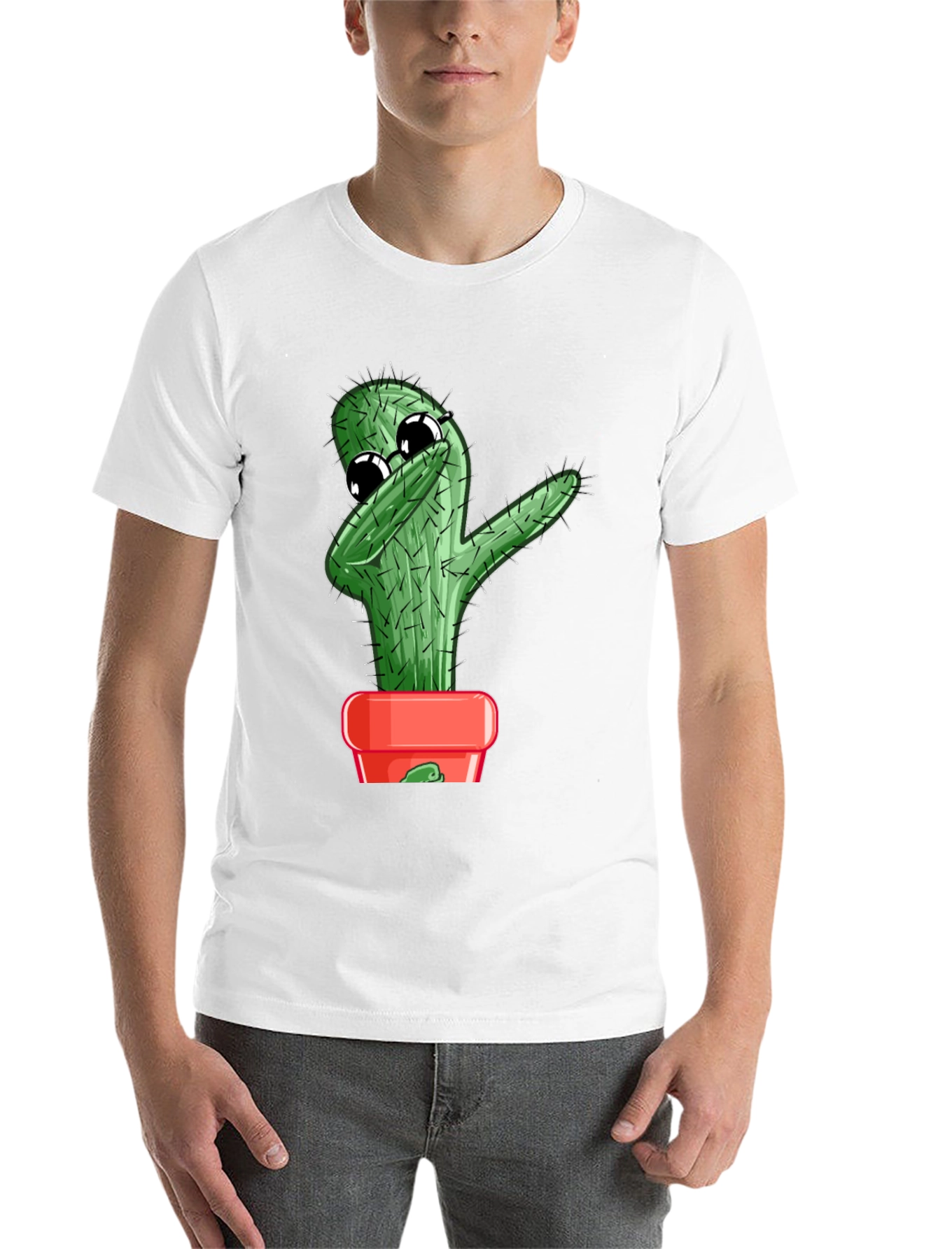 Black Dabbing Cactus Graphic T-Shirt view 14