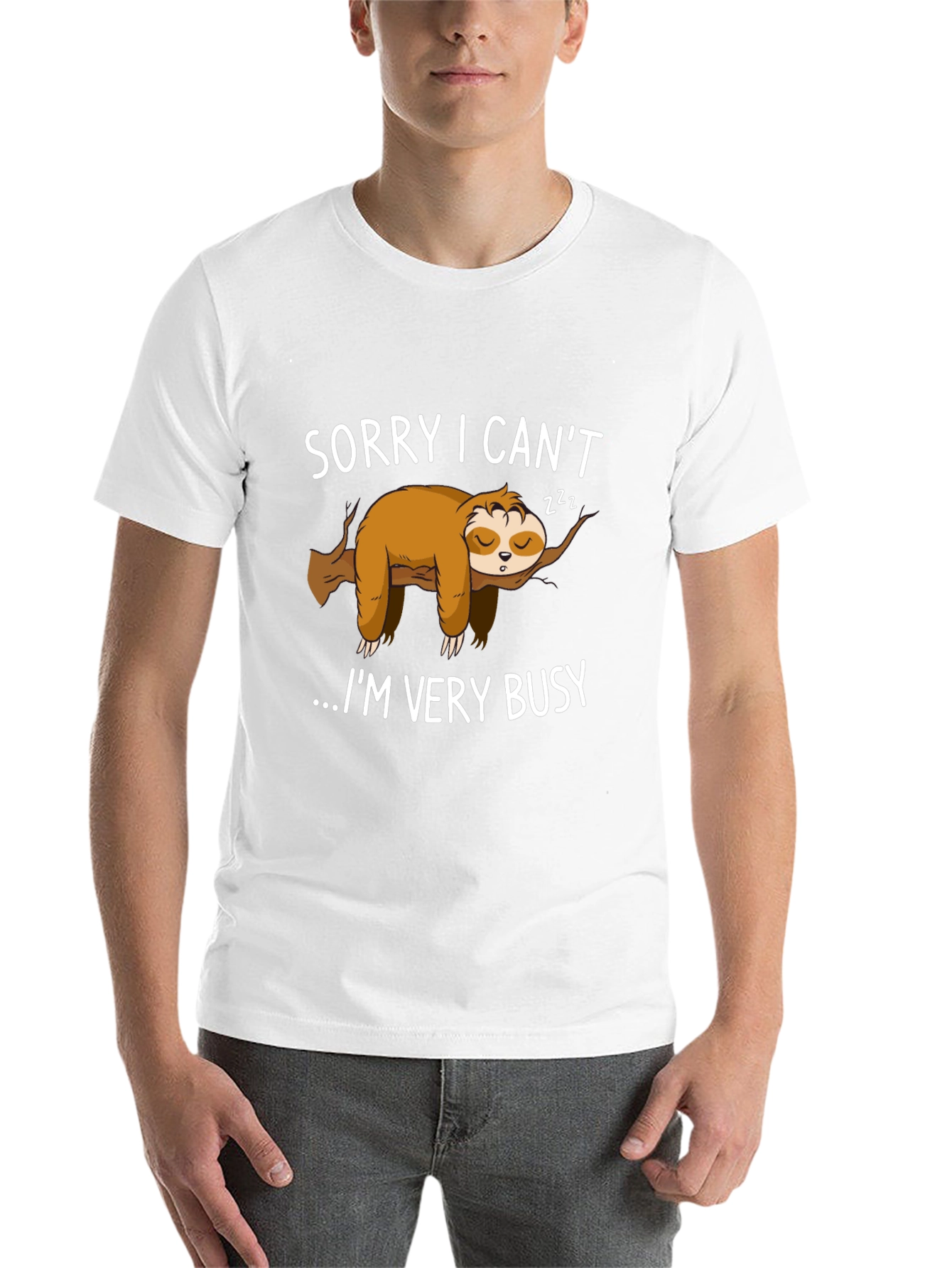 Black Lazy Sloth Graphic T-Shirt - Sorry I Can't... view 14