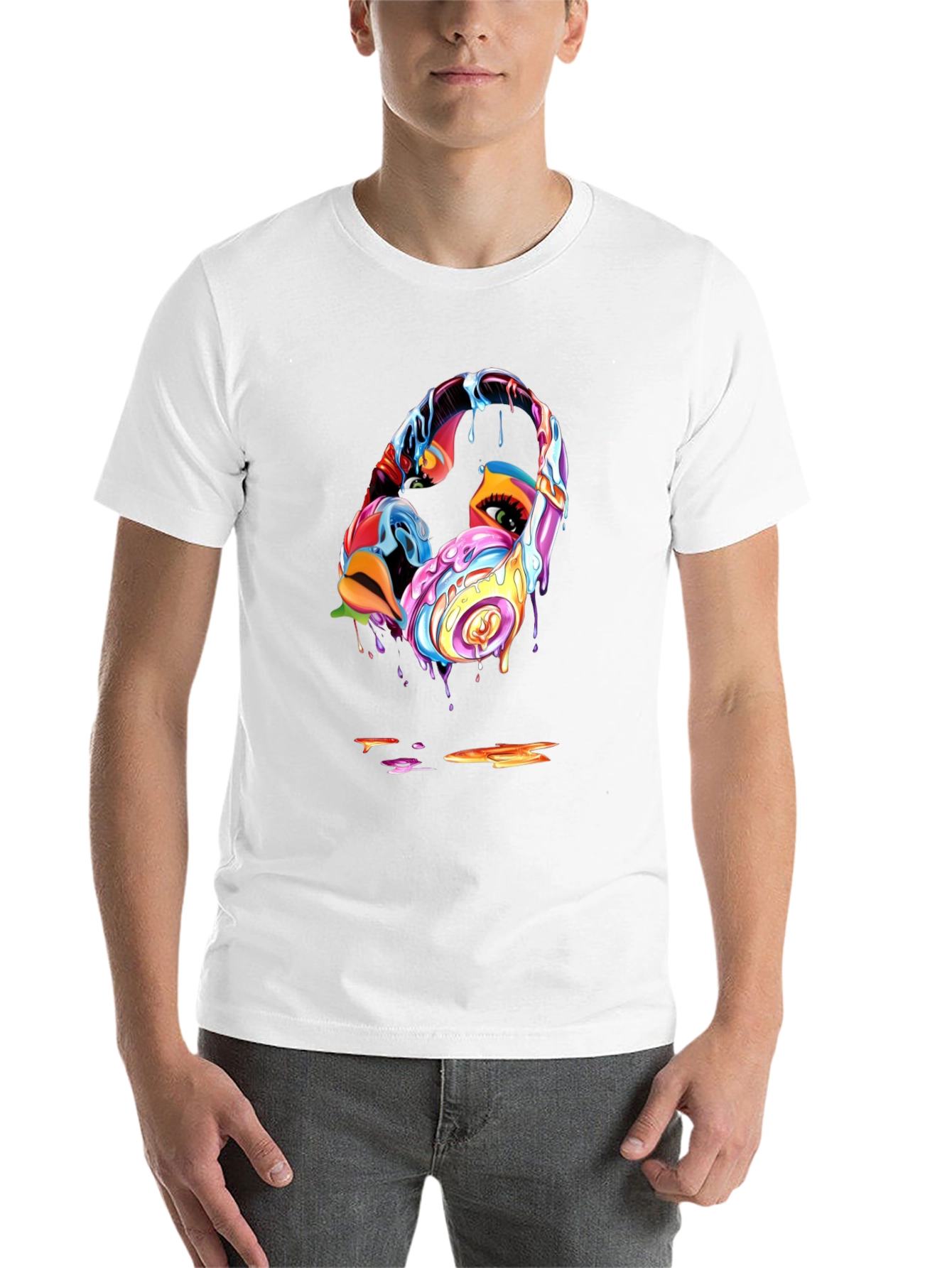 Black Abstract Headphones Graphic T-Shirt view 14