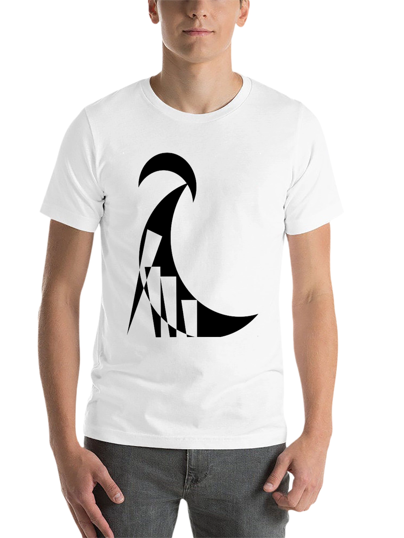 Black Abstract Graphic Black T-Shirt view 14