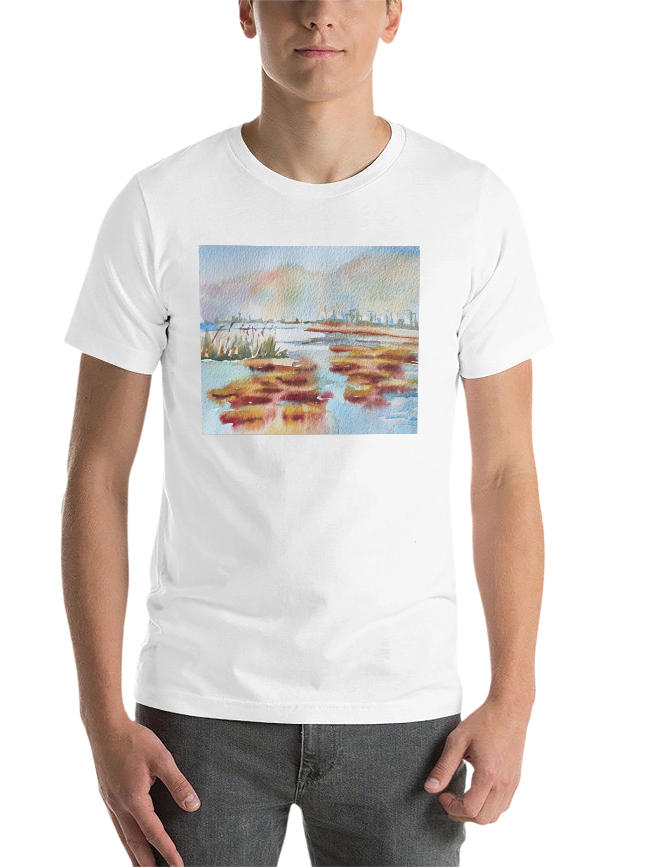 Black Watercolor Landscape Tee - Artistic Comfort view 14