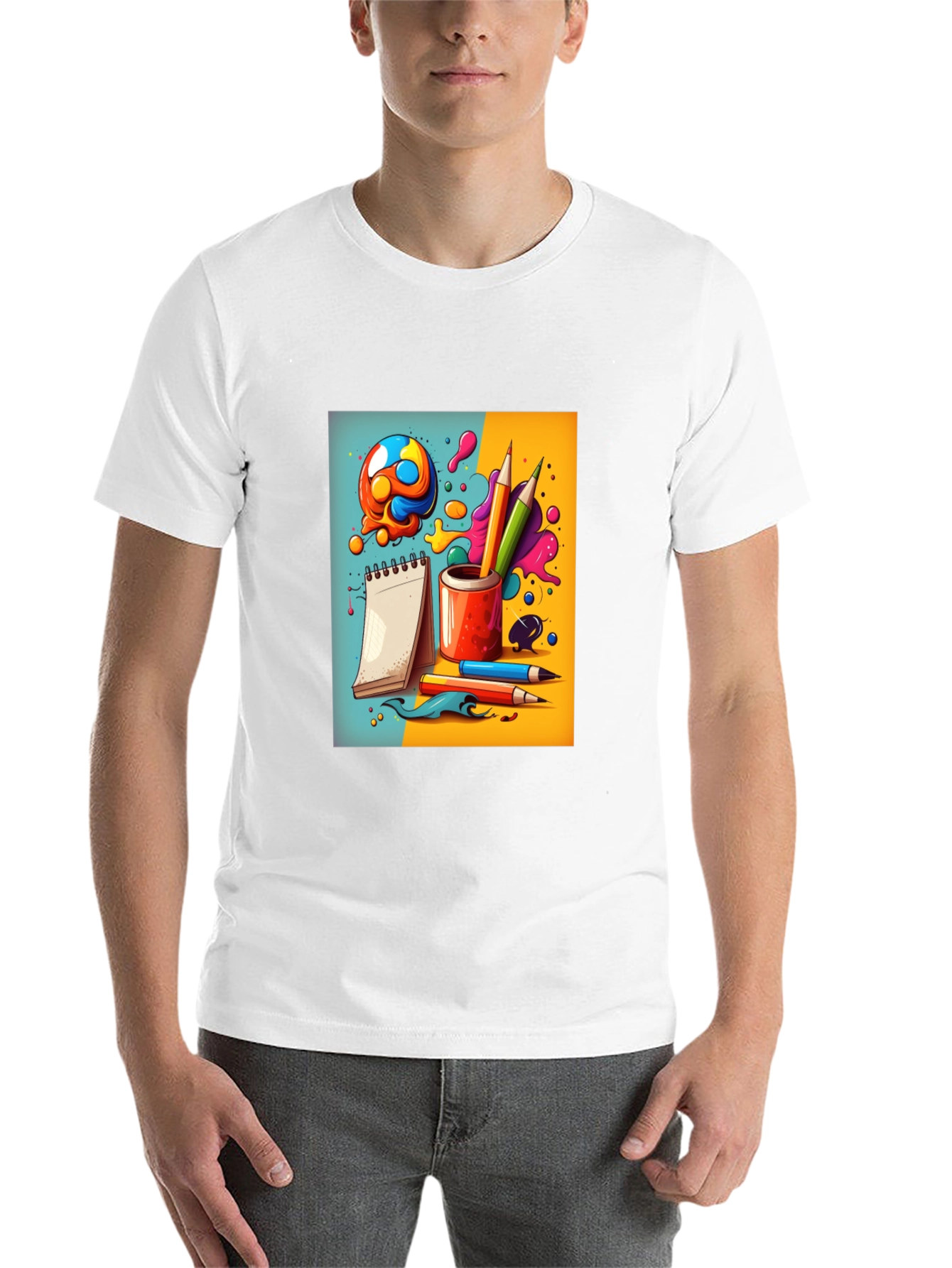 Black Creative Doodles Graphic T-Shirt - Artist's Dream view 14