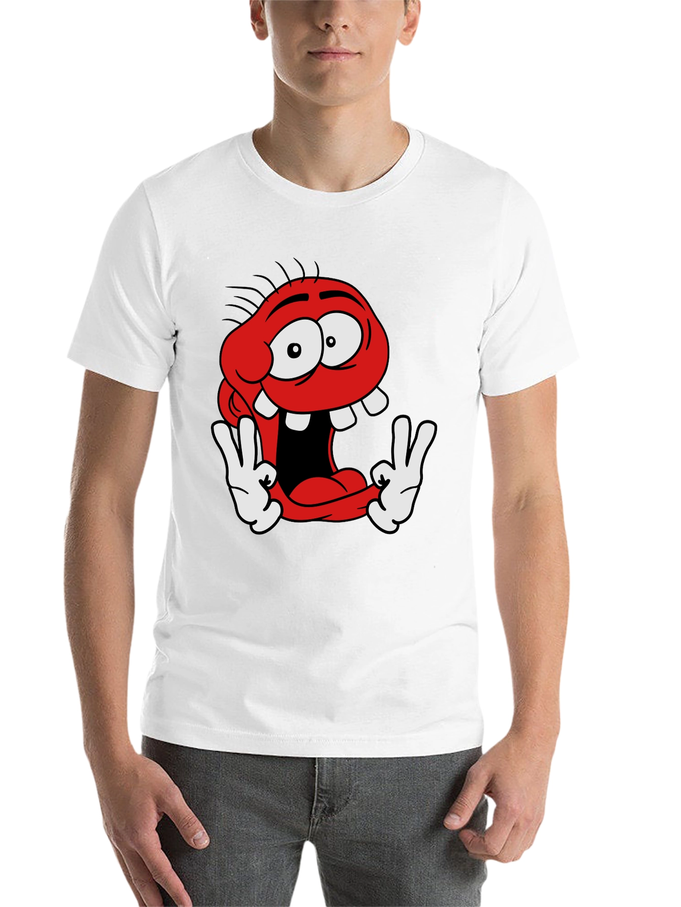 Black Funny Cartoon Character Graphic Tee view 14