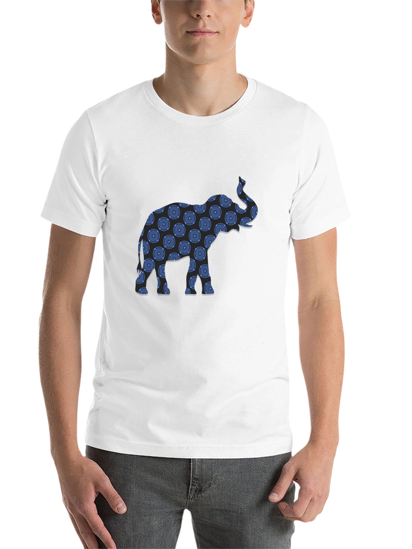Black Elephant Print Black T-Shirt view 14