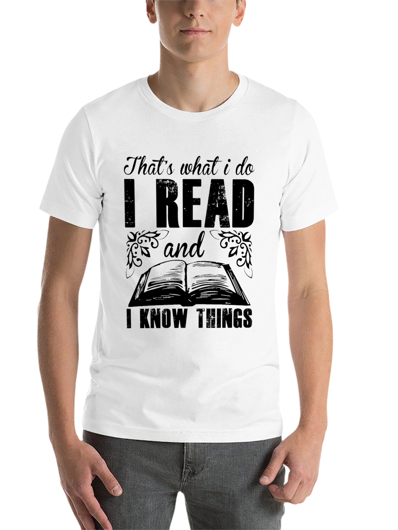 Black I Read and I Know Things Black T-Shirt view 14