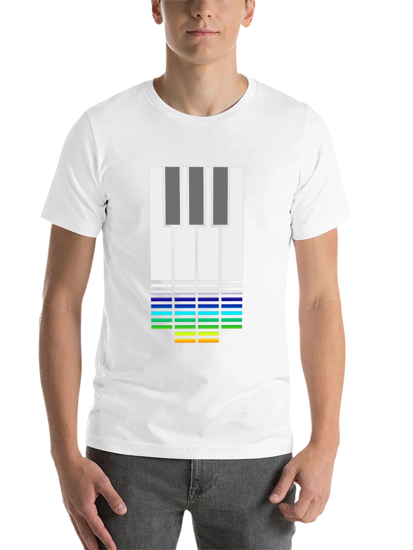 Music Lover's Tee: Piano Keys & Equalizer Black T-Shirt - 14