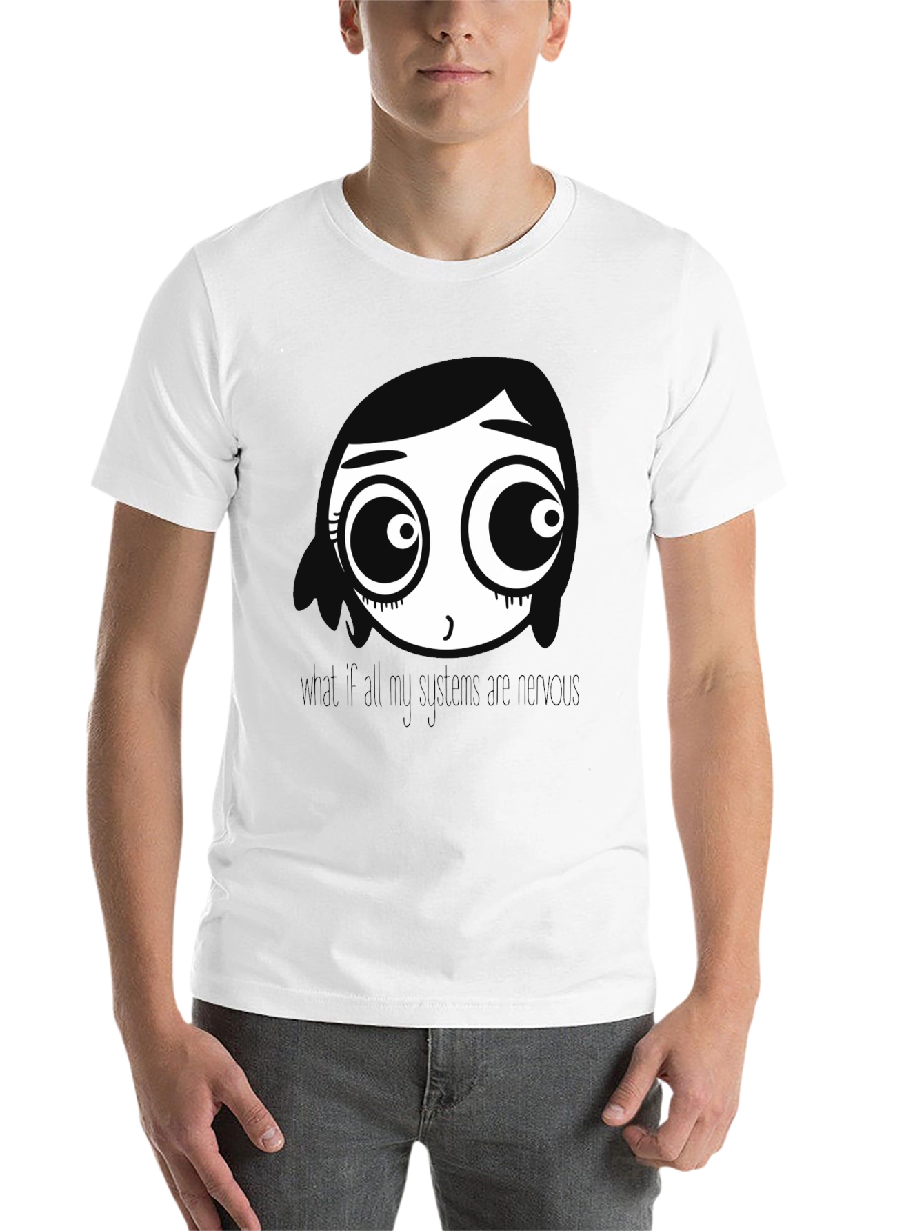 Black Cartoon Face Black T-Shirt view 14