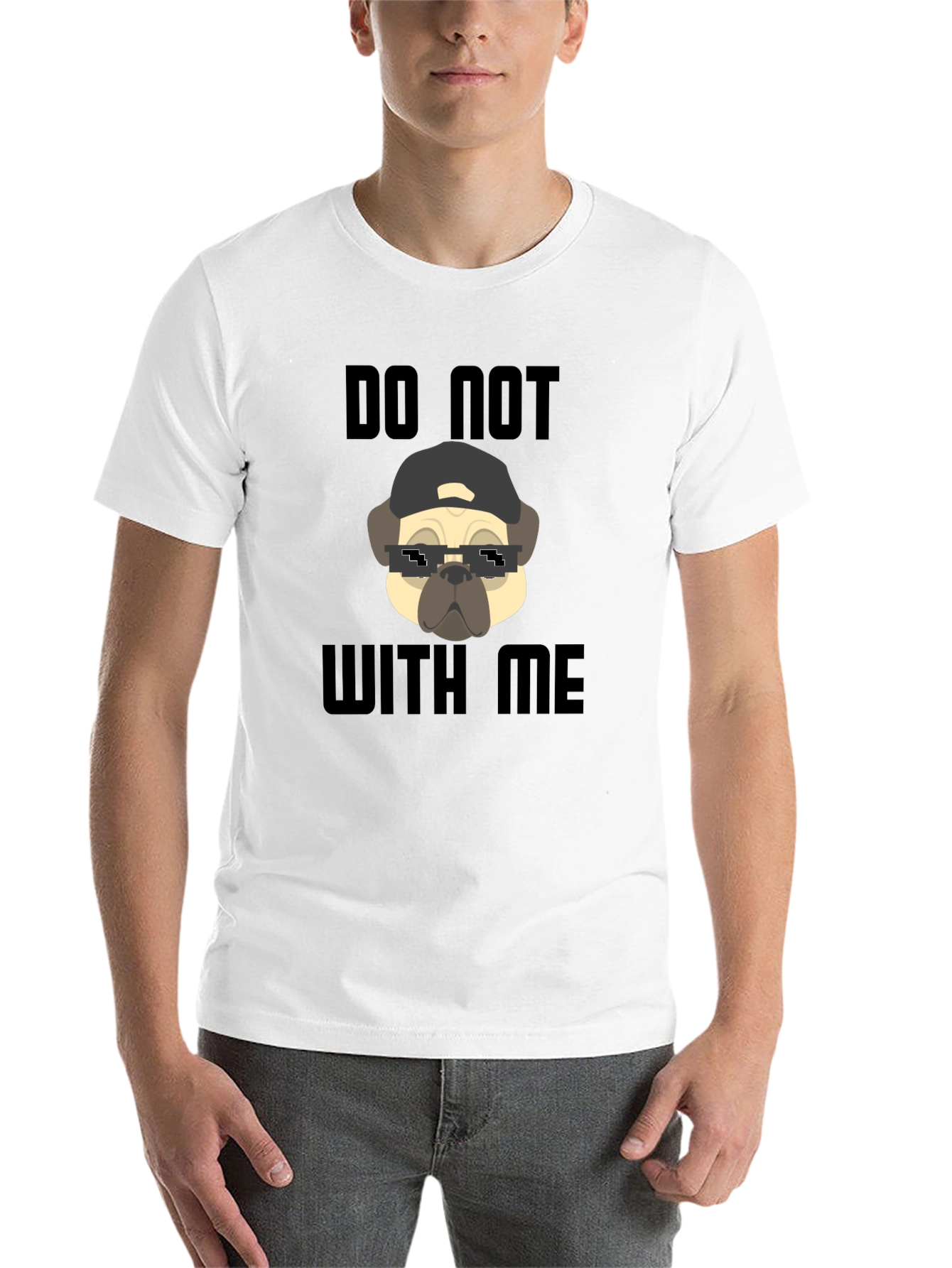 Black Funny Pug Do Not With Me Black T-Shirt view 14