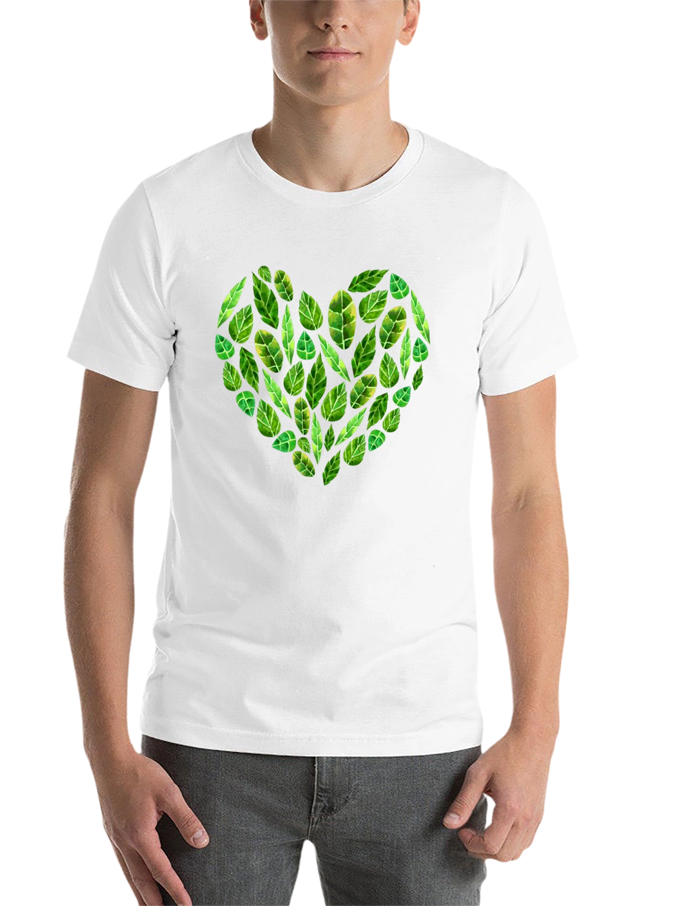 Black Leaf Heart Graphic Black T-Shirt view 14
