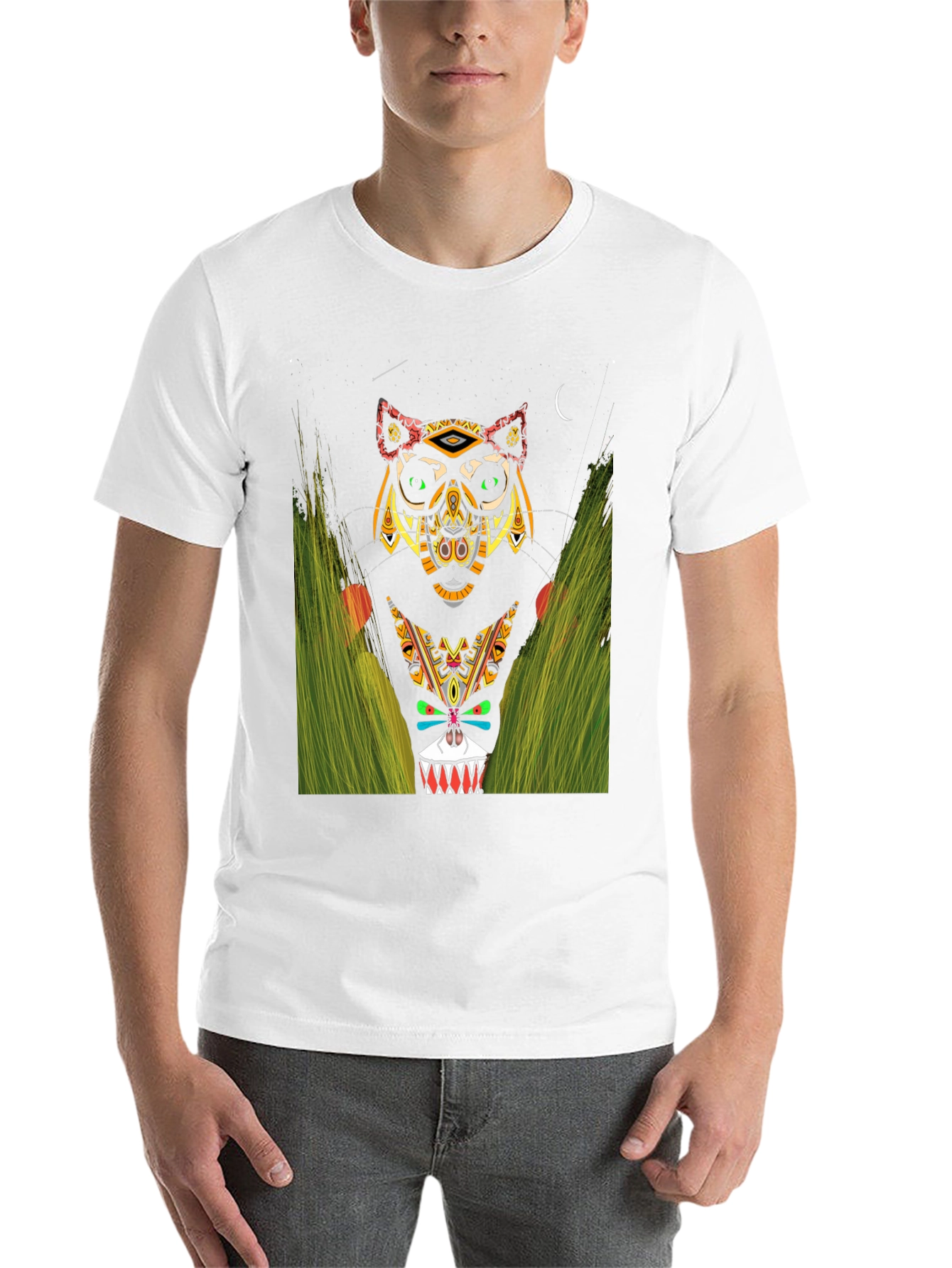 Black Tribal Totem Animal Graphic Tee view 14