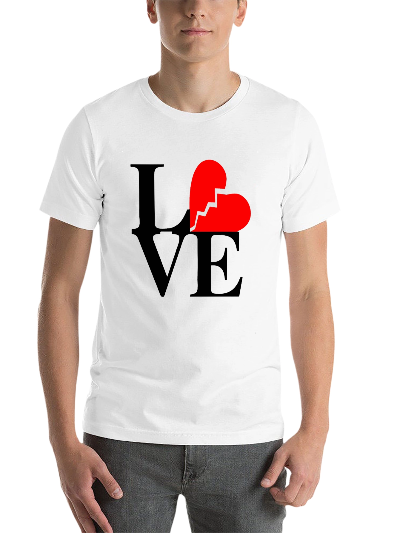 Black Broken Heart Love Graphic T-Shirt - Unisex Black Tee view 14