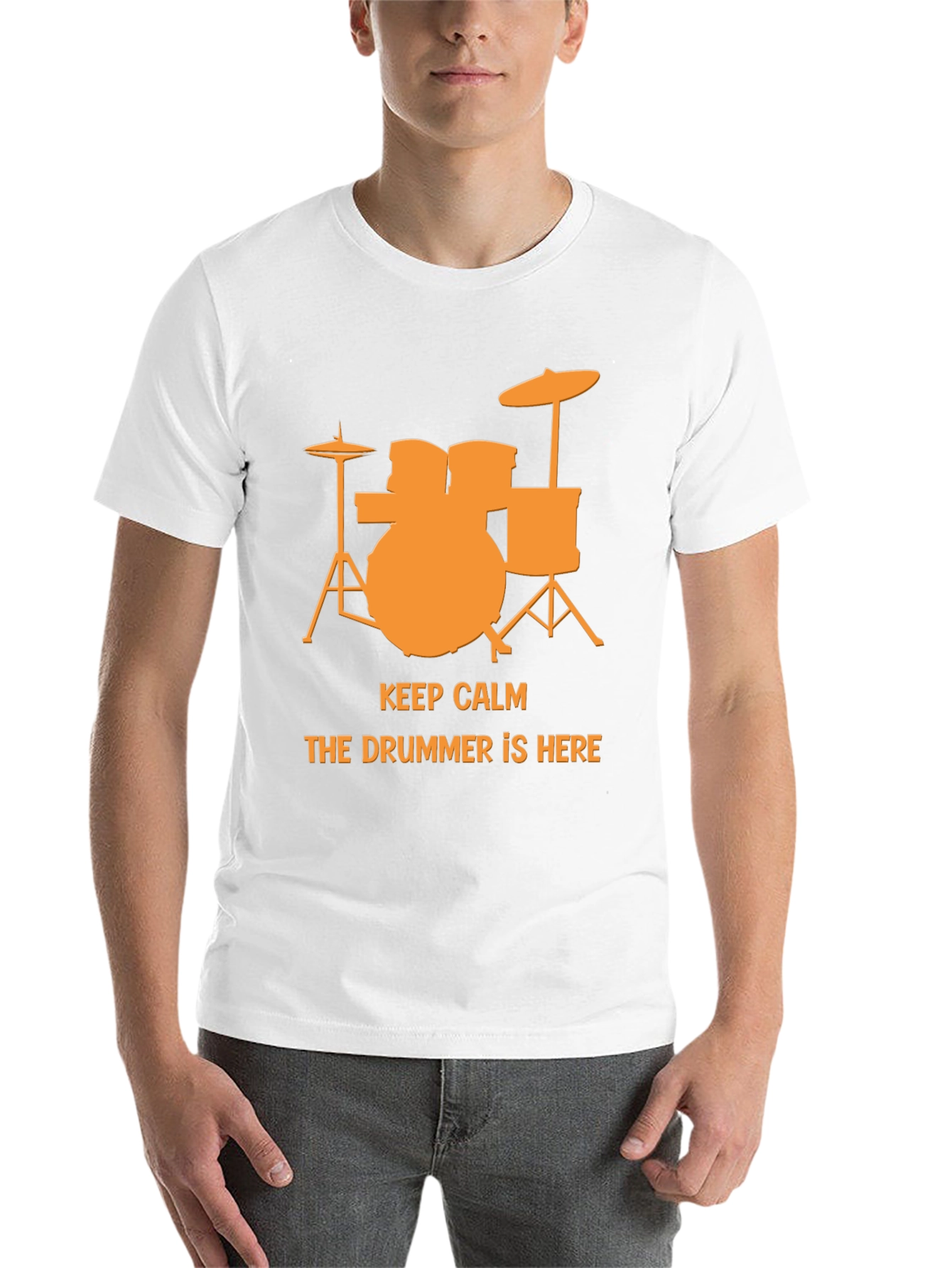 Black Keep Calm The Drummer Is Here T-Shirt view 14