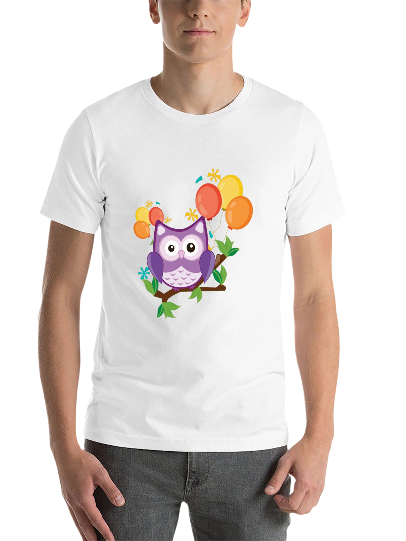 Cute Owl on Branch Graphic Tee - 14