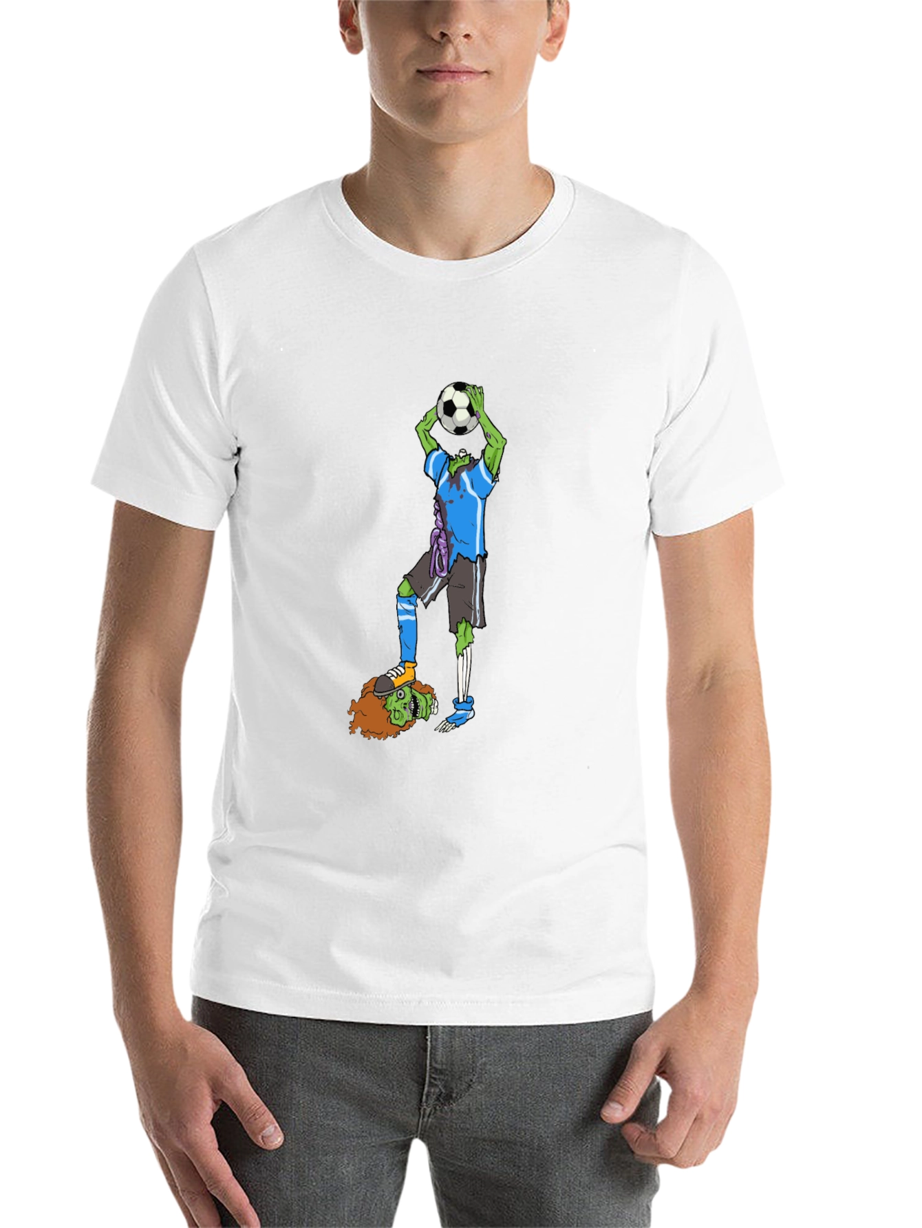 Black Zombie Soccer T-Shirt - Funny Graphic Tee view 14