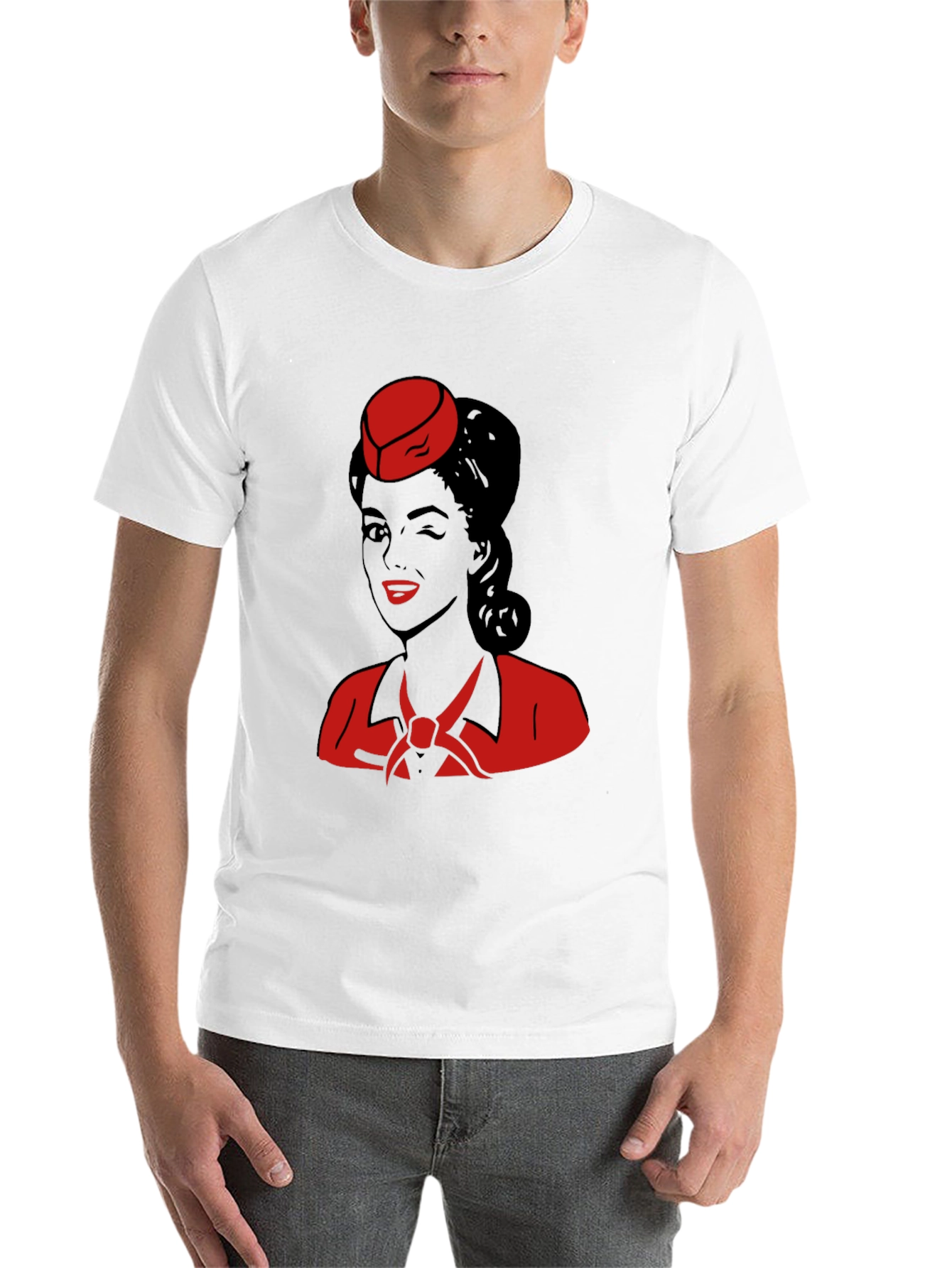 Black Retro Flight Attendant Graphic T-Shirt view 14