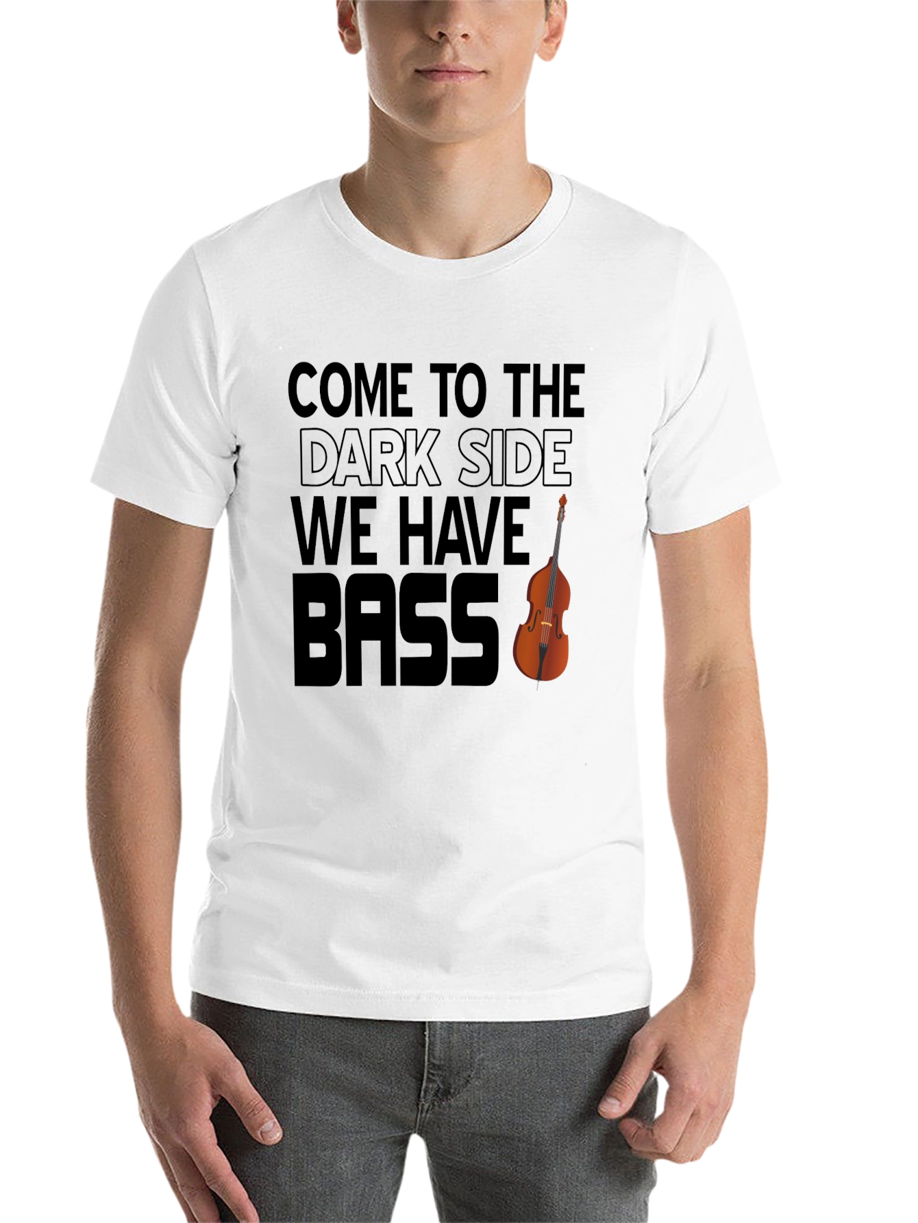 Black Come to the Dark Side - We Have Bass Funny Music T-Shirt view 14