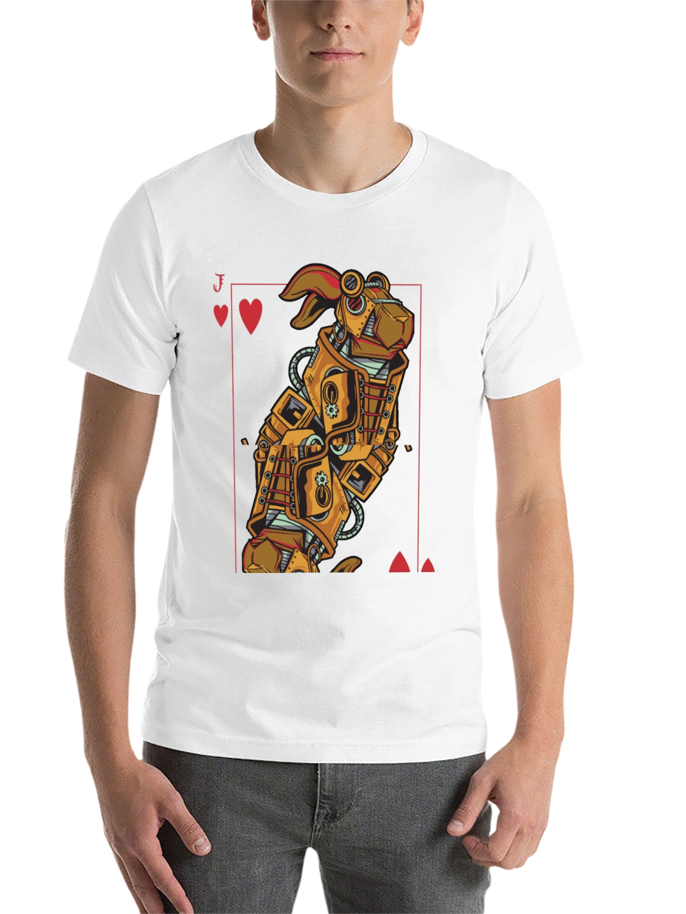 Black Steampunk Robot Rabbit T-Shirt - Jack of Hearts view 14