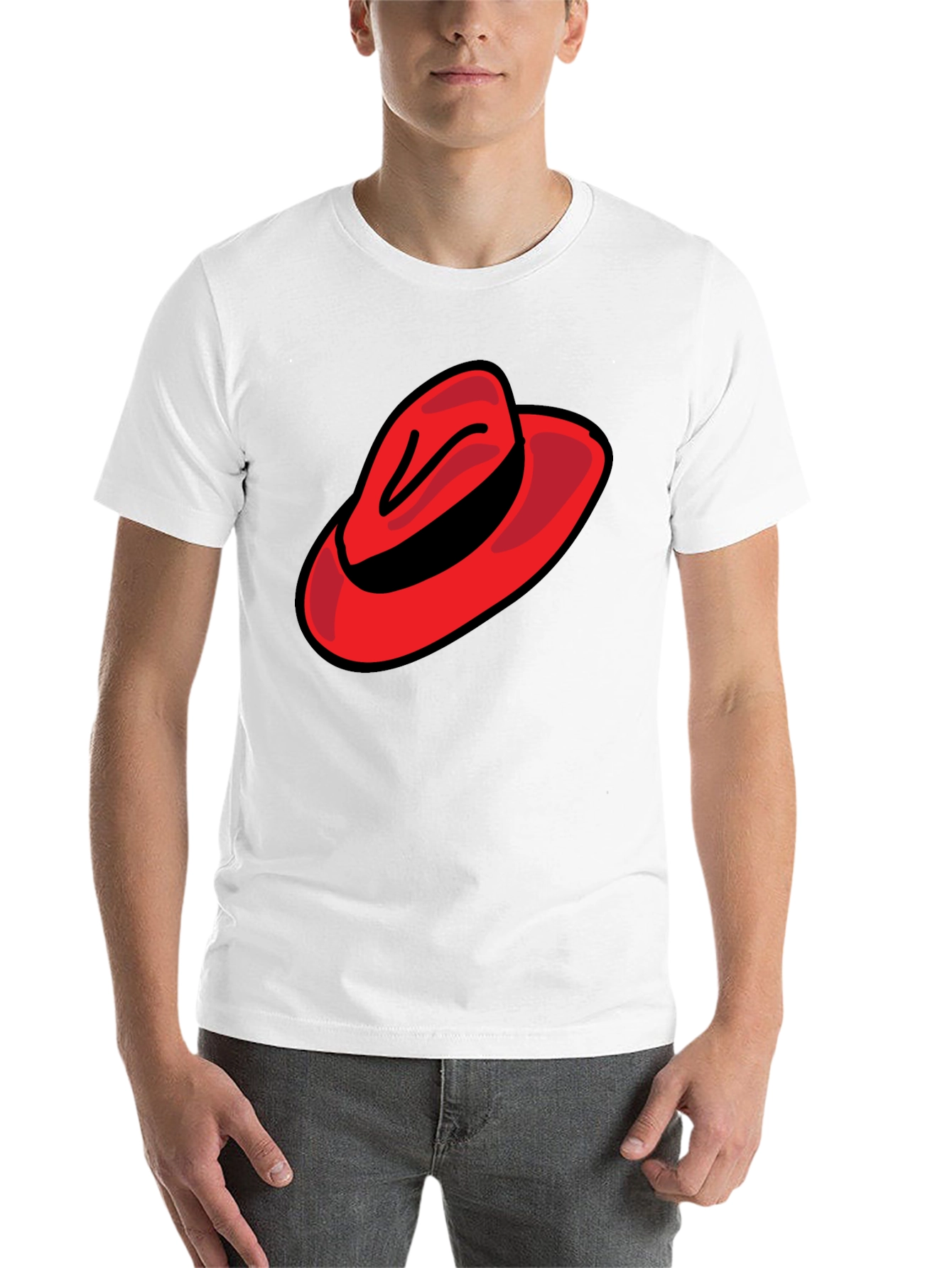Black Red Hat Graphic Tee - Casual Black T-Shirt view 14