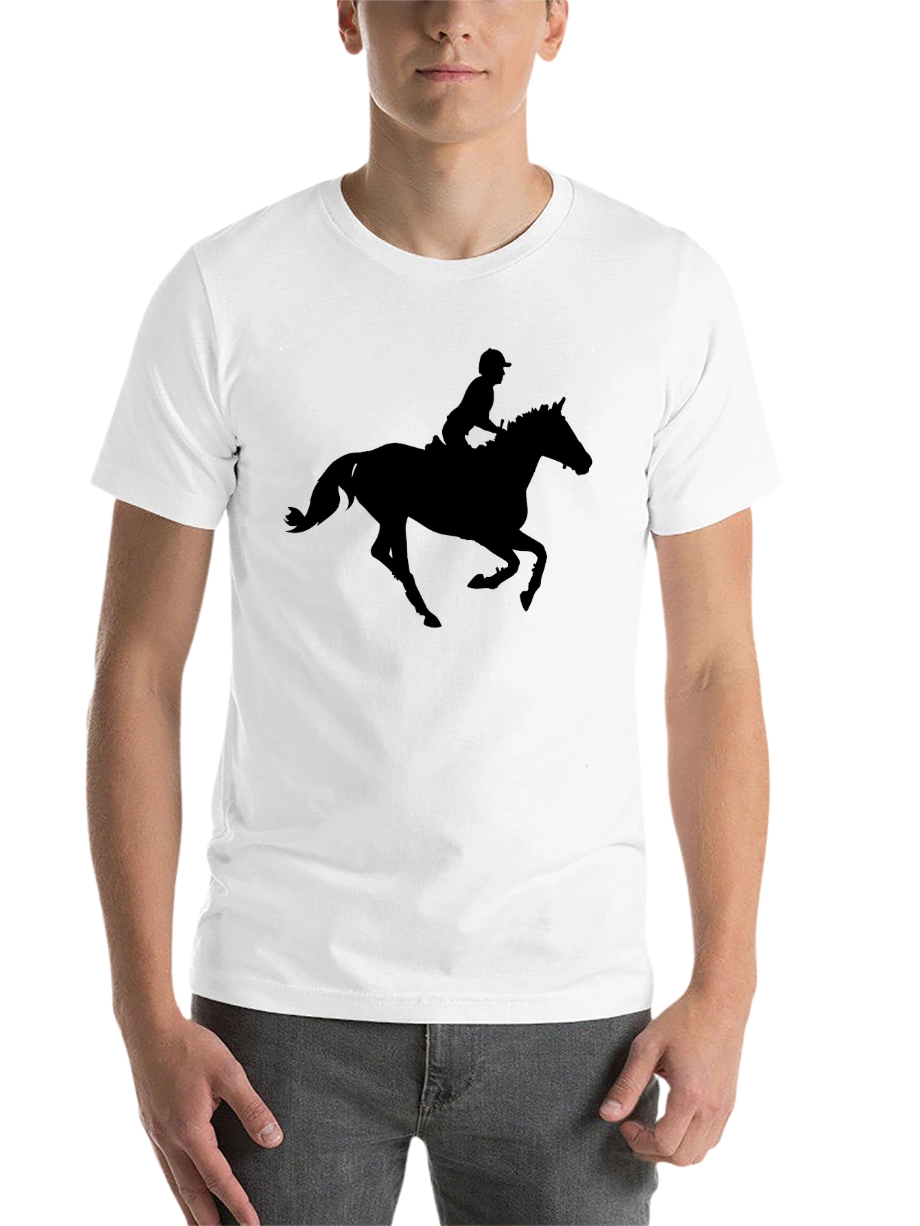Black Equestrian Silhouette Graphic Tee - Black Cotton Comfort view 14