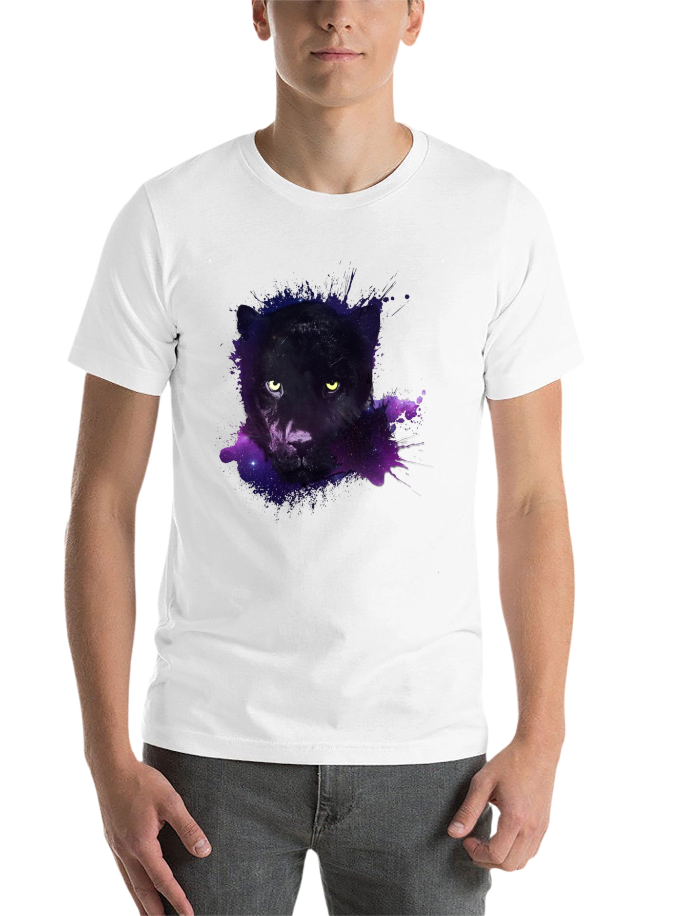 Black Galaxy Panther Graphic Tee - Men's Black T-Shirt view 14