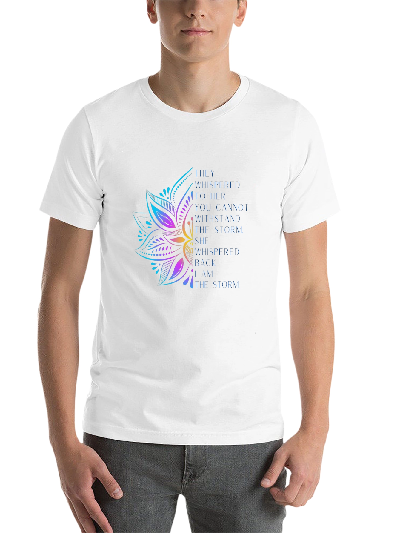 Black I Am The Storm T-Shirt - Inspirational Lotus Design view 14