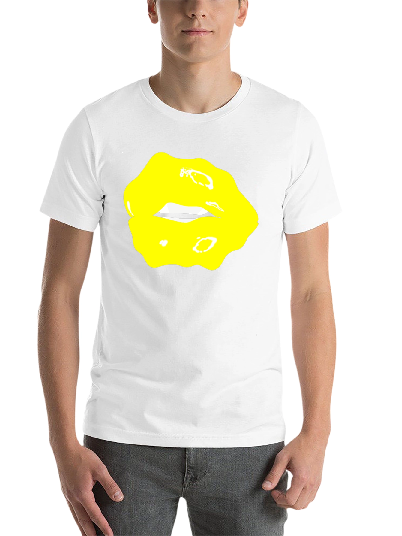 Black Yellow Lips Graphic Black Tee view 14