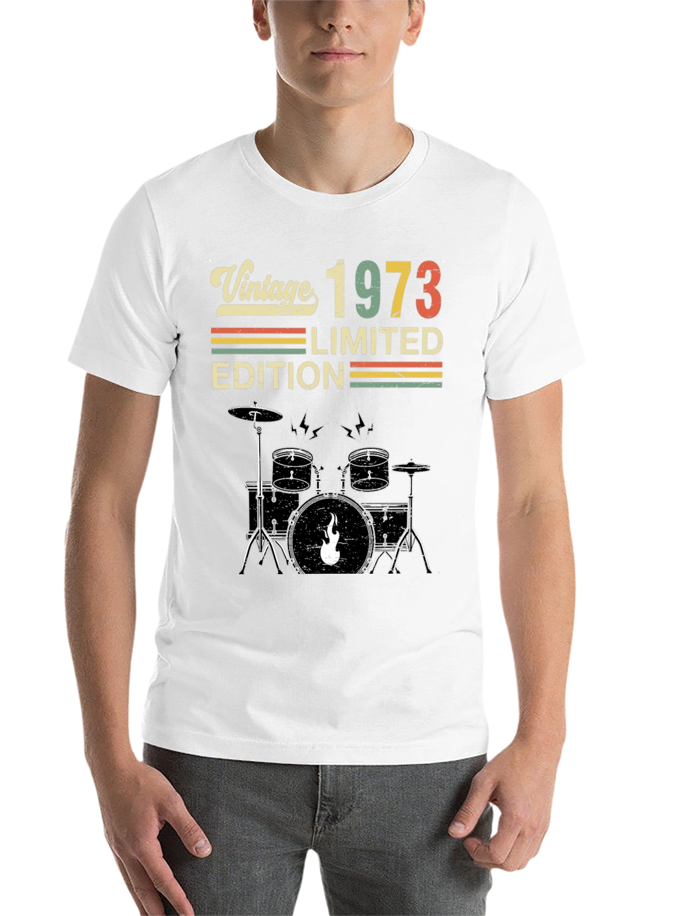Black Vintage 1973 Limited Edition Drum Set Graphic Tee view 14