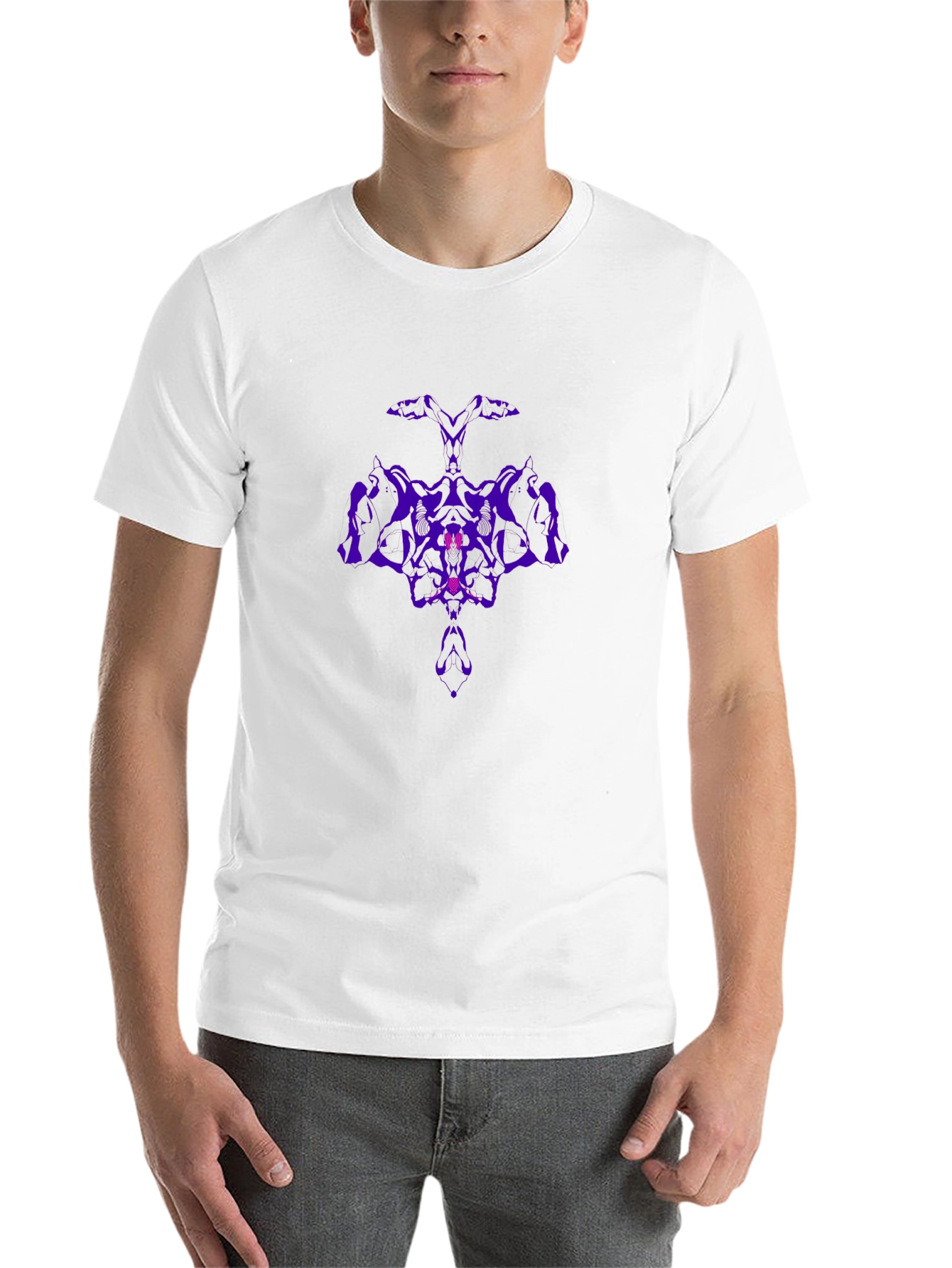 Black Abstract Purple Rorschach Inkblot Black T-Shirt view 14