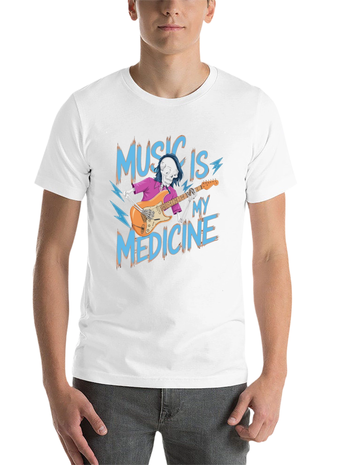 Black Music is My Medicine Skeleton Graphic T-Shirt view 14