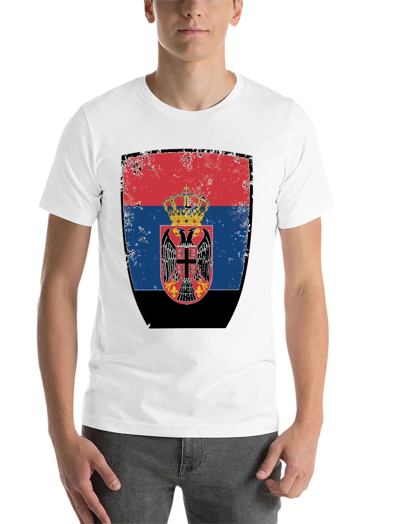 Serbian Flag Graphic T-Shirt - Vintage Style - 14