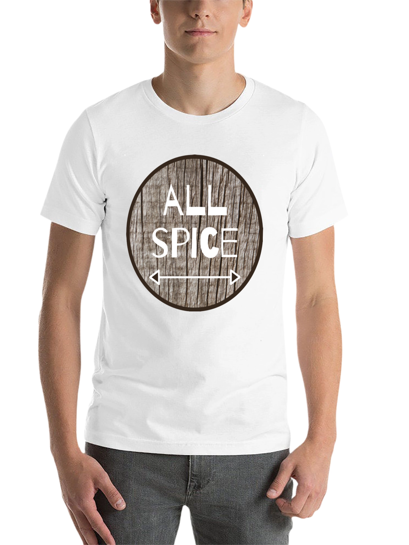 Black All Spice Graphic T-Shirt, Wood Grain Design view 14