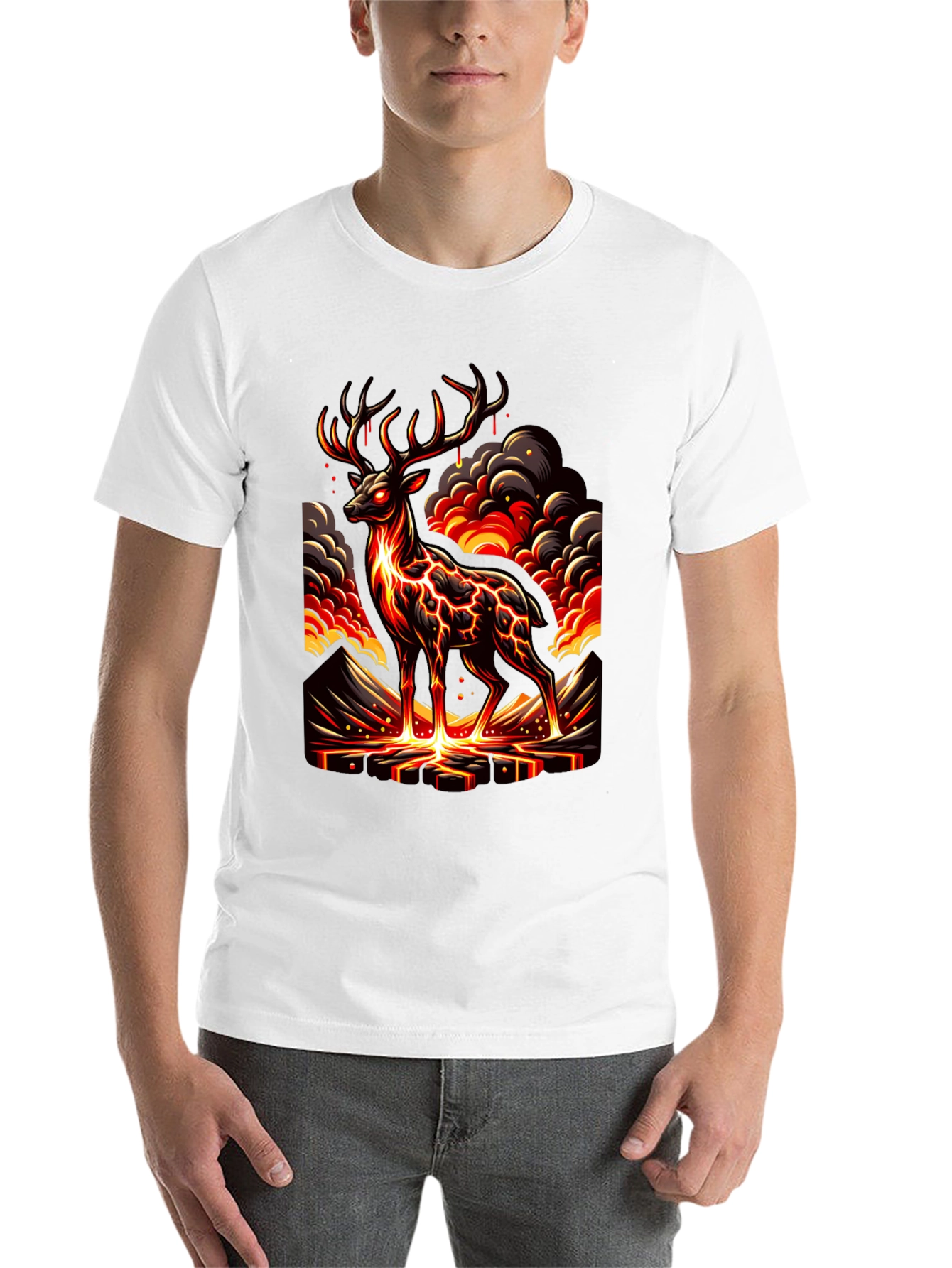 Black Lava Deer Graphic Tee - Men's Black T-Shirt view 14