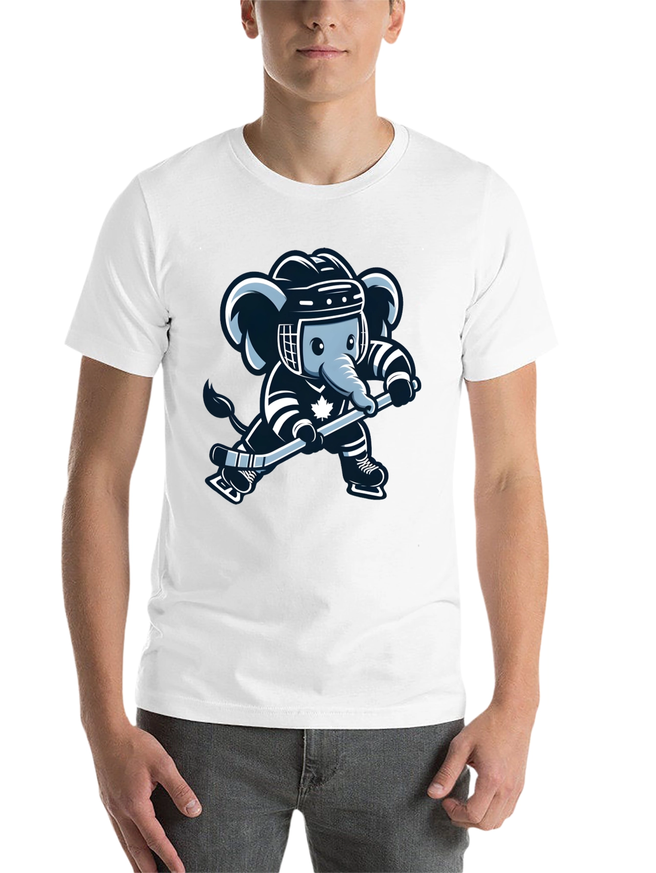 Black Hockey Elephant Graphic Tee - Black Cotton T-Shirt view 14