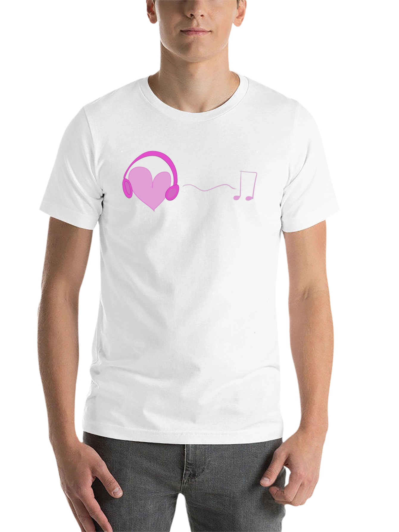 Black Heart Headphones Graphic Tee - Music Lover T-Shirt view 14