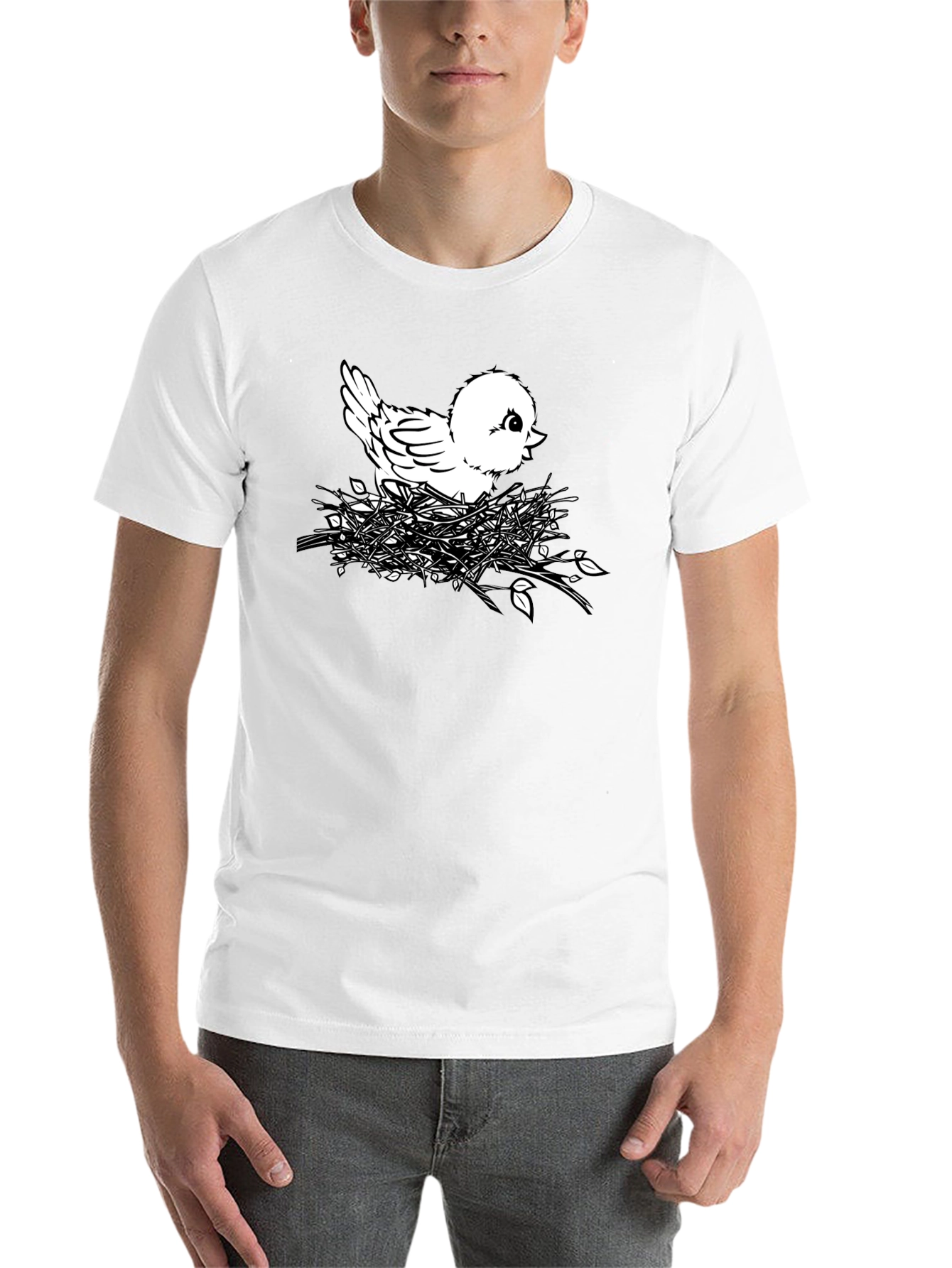 Black Cute Chick in Nest Graphic T-Shirt - Black view 14