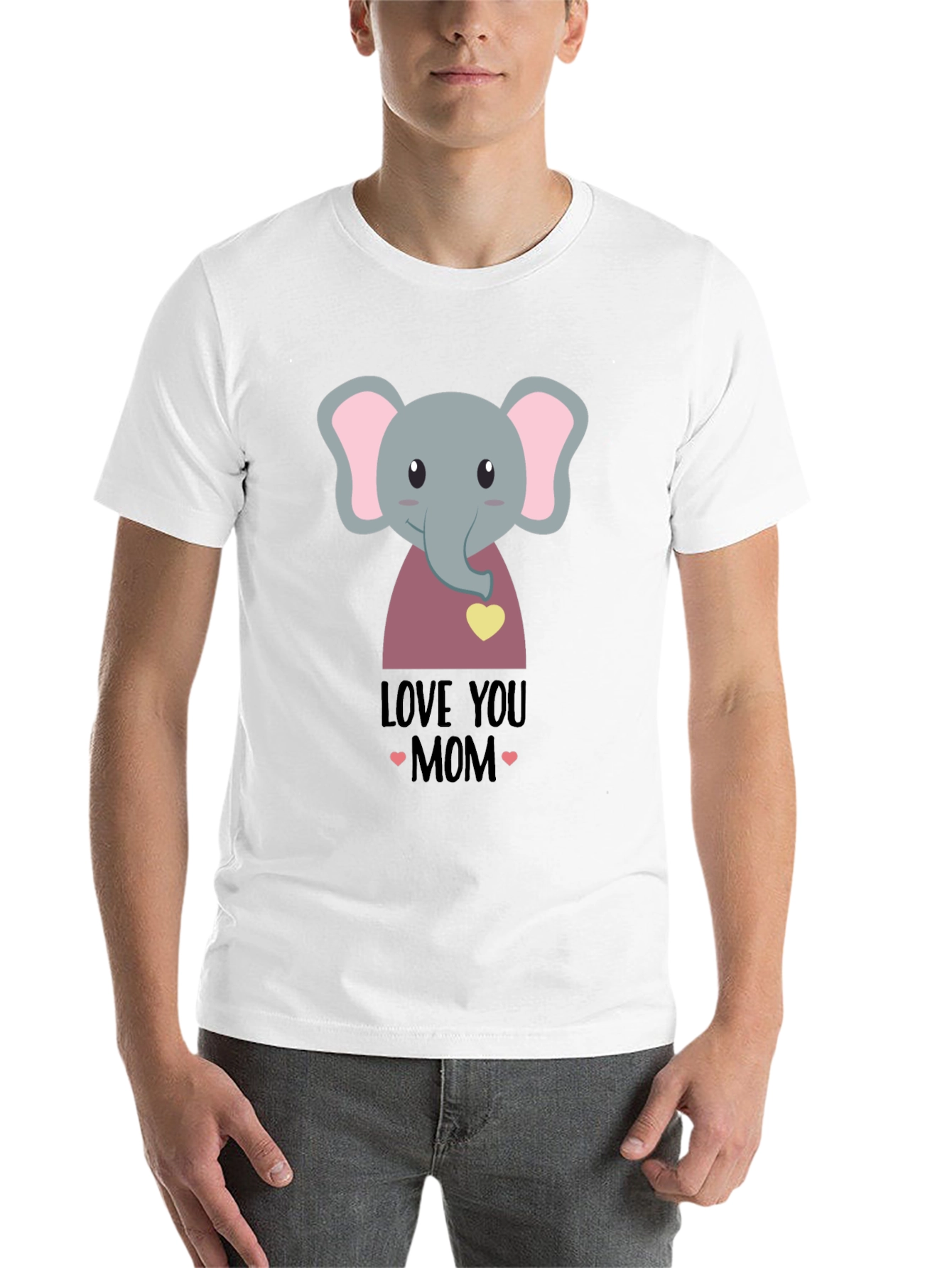 Black Love You Mom Elephant Graphic T-Shirt view 14