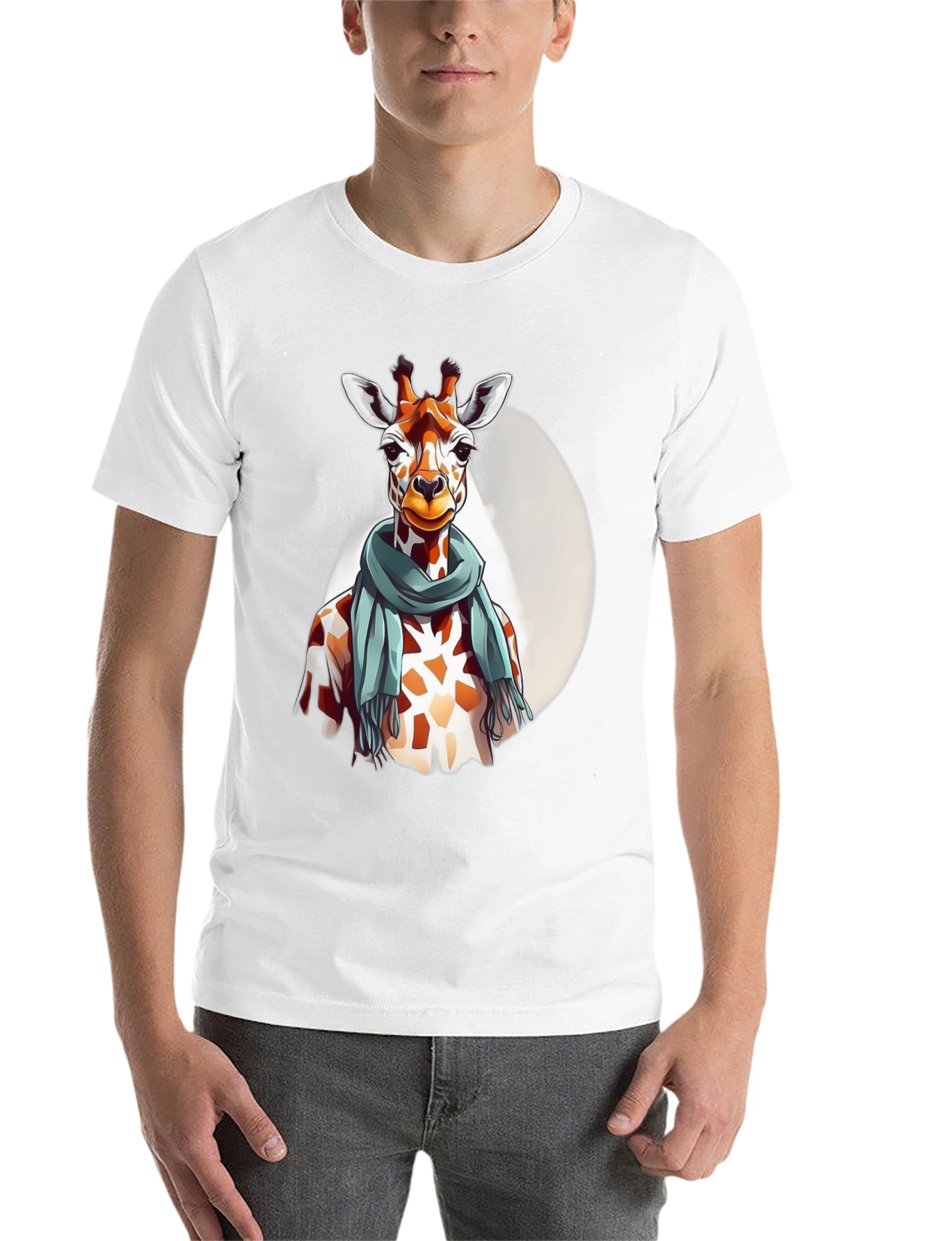 Black Giraffe Scarf Graphic Tee - Unique Design view 14