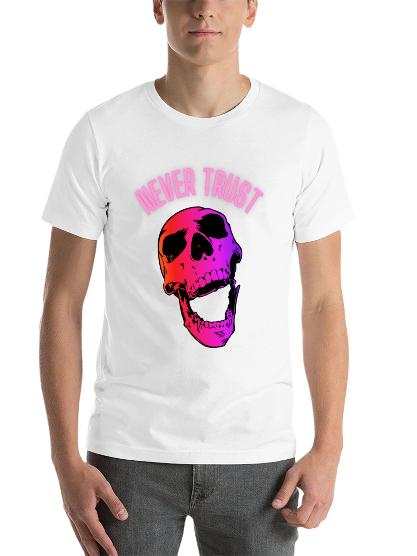 Black Never Trust Skull Graphic Tee view 14