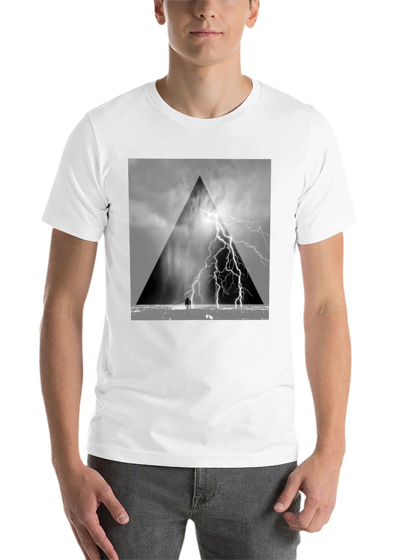 Black Stormy Triangle Graphic T-Shirt view 14